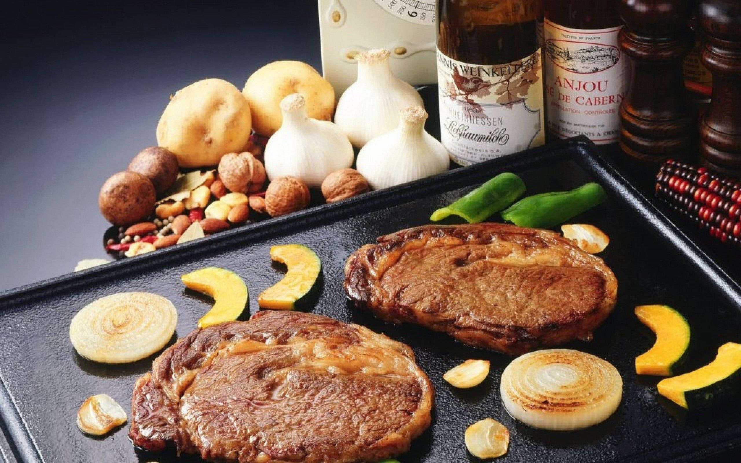 meat, tables, 2K, iphone, food, steak, pork, fruits, HD Wallpaper