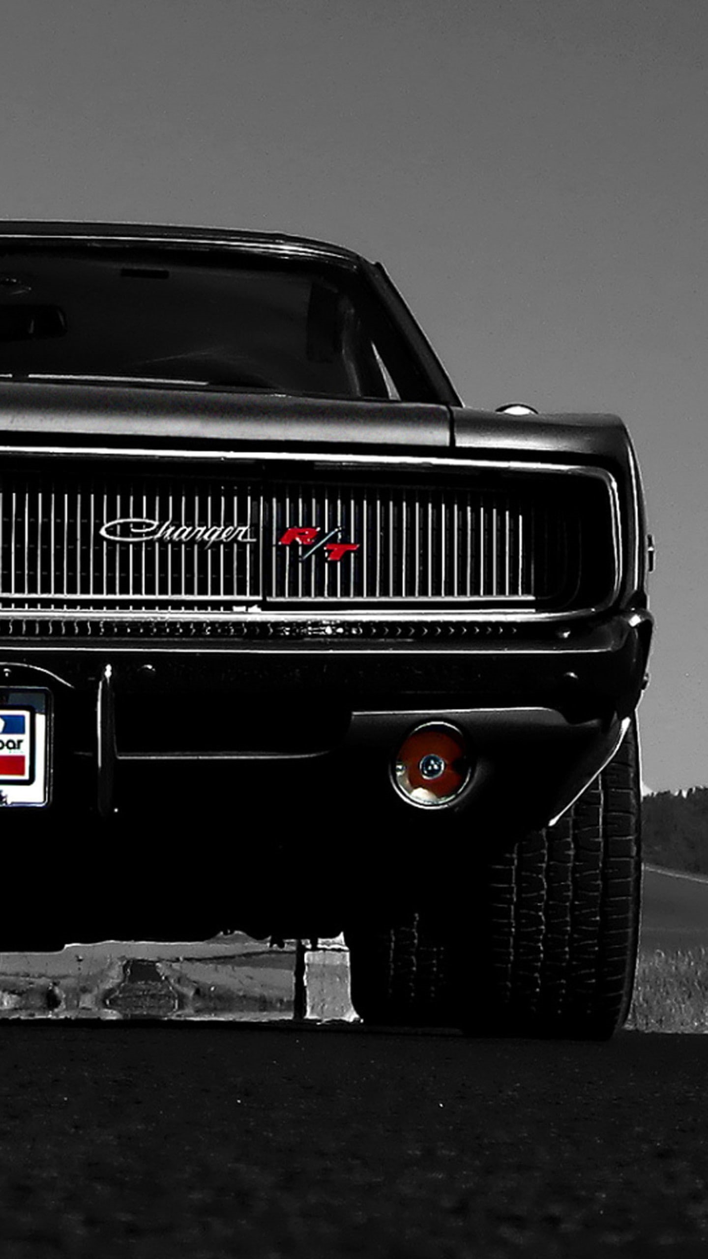tires, Charger RT, muscle cars, 2K, black, Dodge, car, Dodge Charger RT, American cars, Phone HD Wallpaper