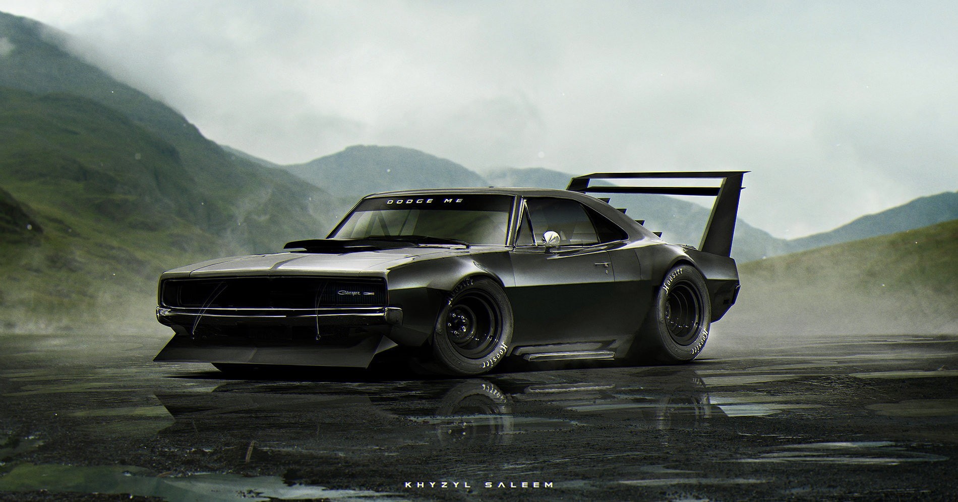 charger, Dodge Charger, Hoosier, 720P, Khyzyl Saleem, artwork, render, Dodge, HD Wallpaper