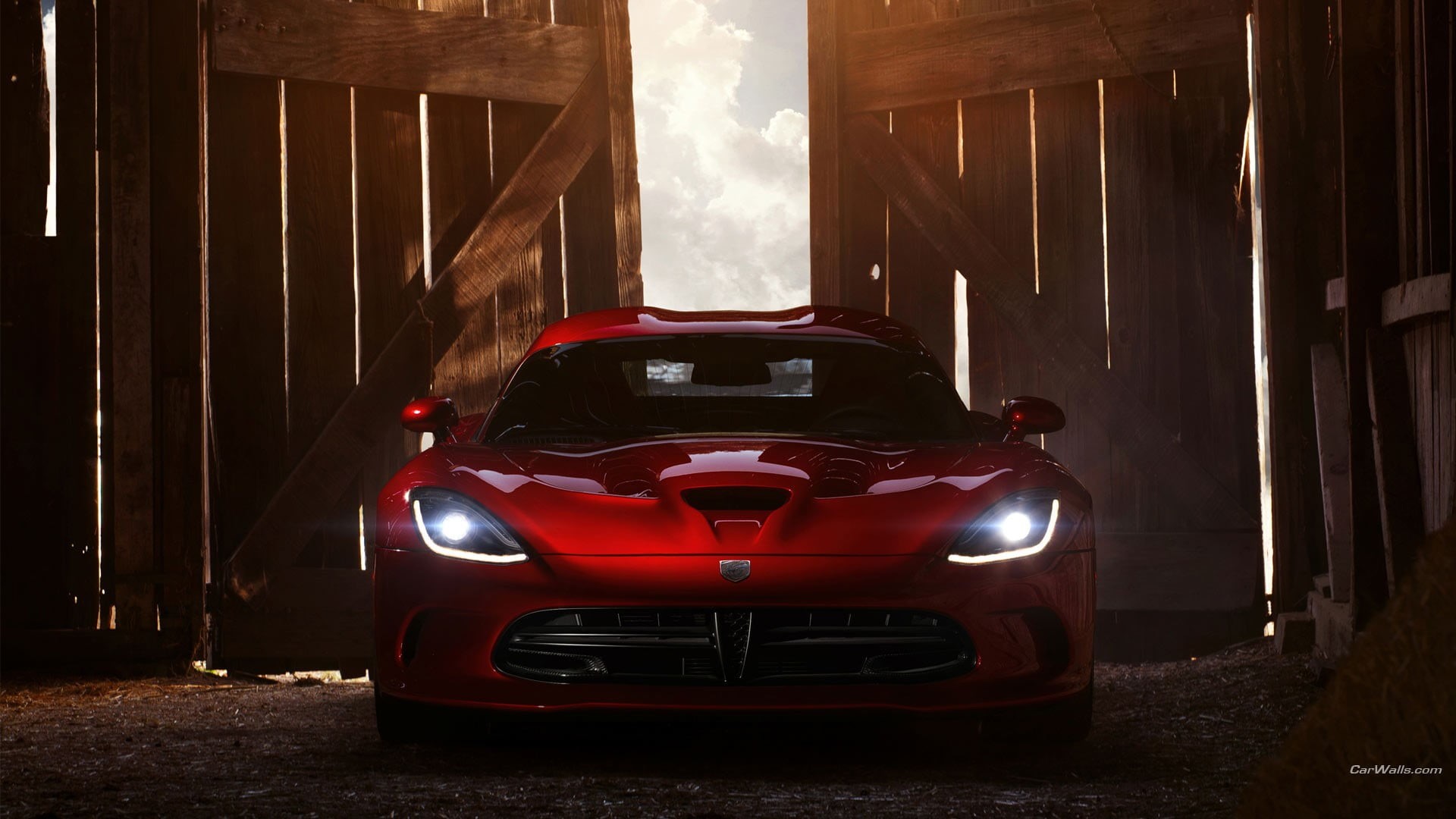 built structure, Dodge, luxury, motor vehicle, architecture, vehicle, retro styled, barn, Dodge Viper, indoors, city, illuminated, night, red cars, mode of transportation, HD Wallpaper