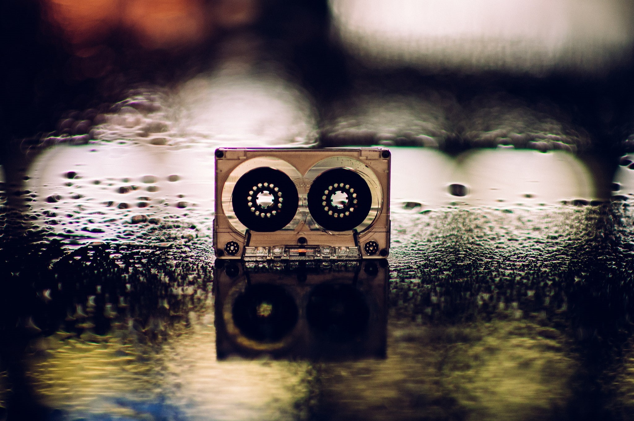 1080P, wet, wet street, cassette, reflection, HD Wallpaper