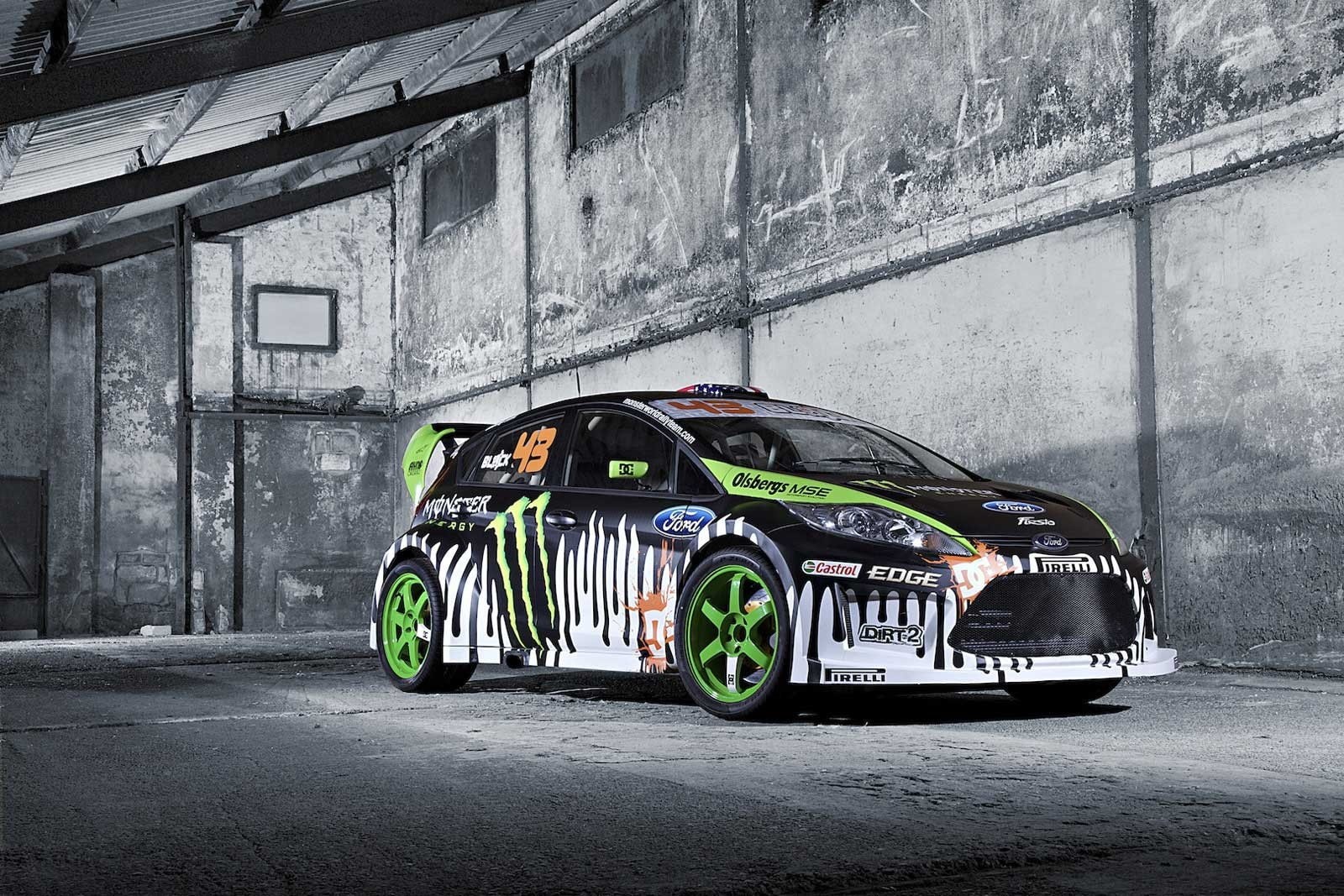 rs, ford, car, monster, rally cars, black, green, ford focus rs, drink, energy, print, rally, 720P, cars, racing, focus, HD Wallpaper