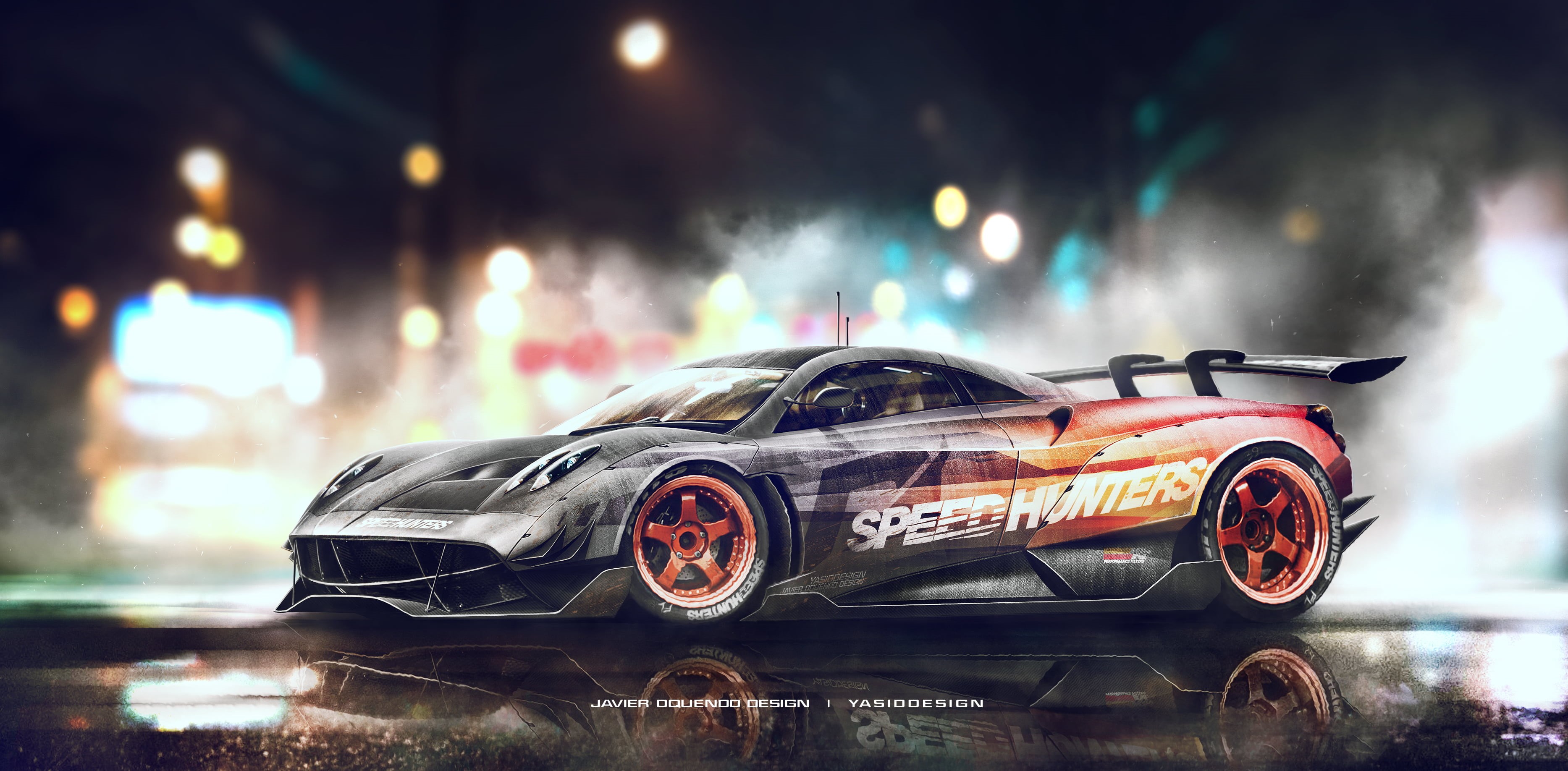 city, luxury, wet, focus on foreground, text, motor vehicle, headlight, city life, speed, 2K, sports Car, street, sport, hunter, motorsport, outdoors, HD Wallpaper