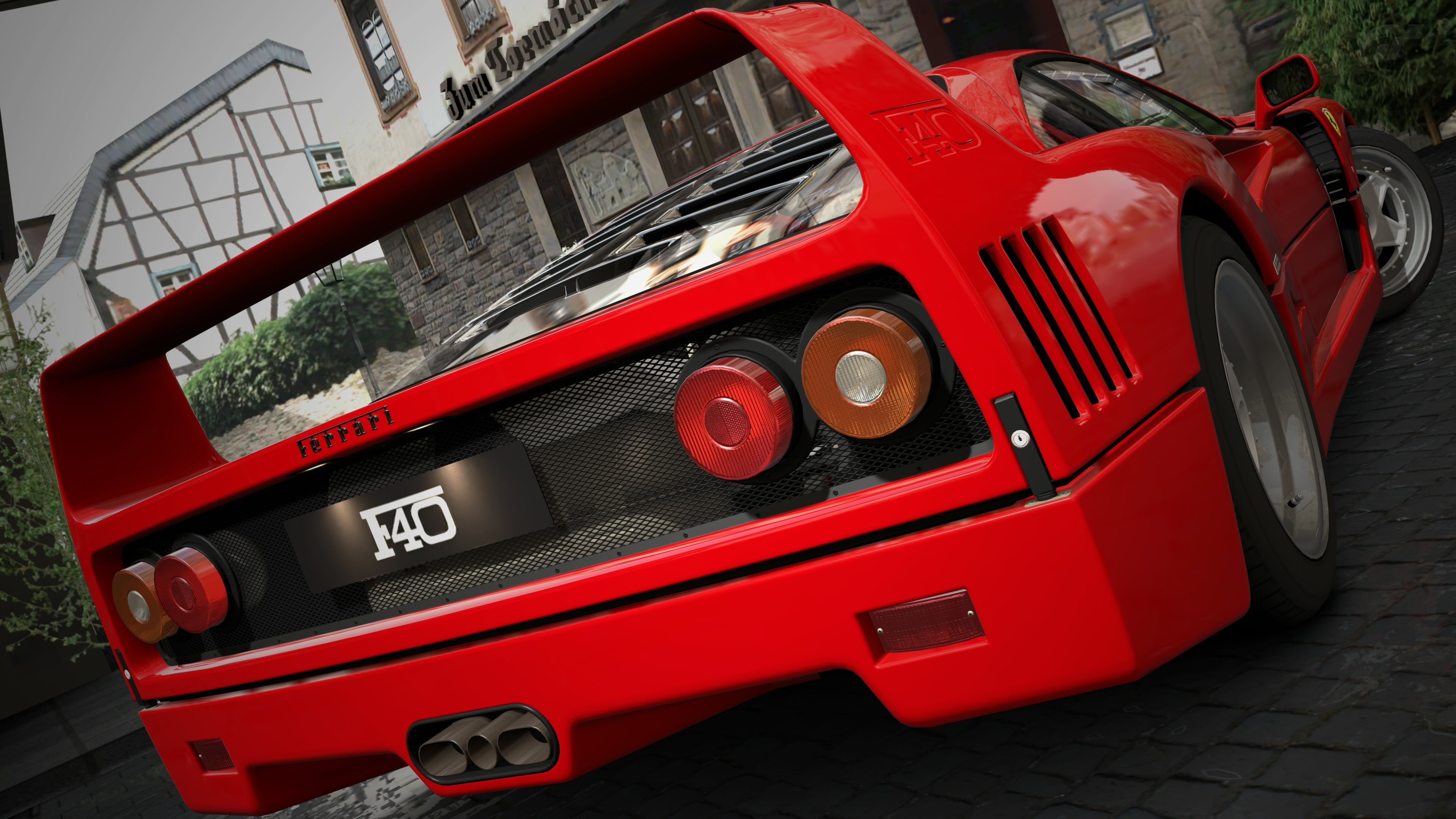 Ferrari, sports car, architecture, car, street, outdoors, city, side view, Ferrari F40, transportation, red, no people, motor vehicle, day, mode of transportation, HD Wallpaper