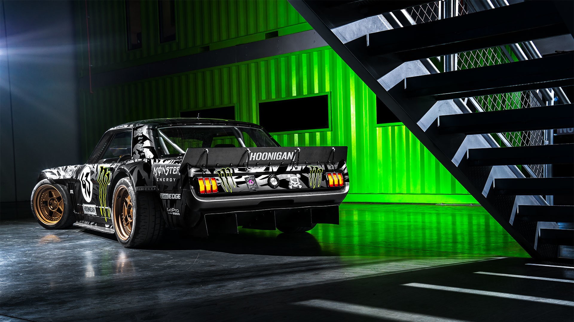 Hoonicorn, RTR, Block, Gymkhana, Rear, SEVEN, 1965, Monster, Ken, 845 hp, Energy, 1080P, Ford, Mustang, HD Wallpaper