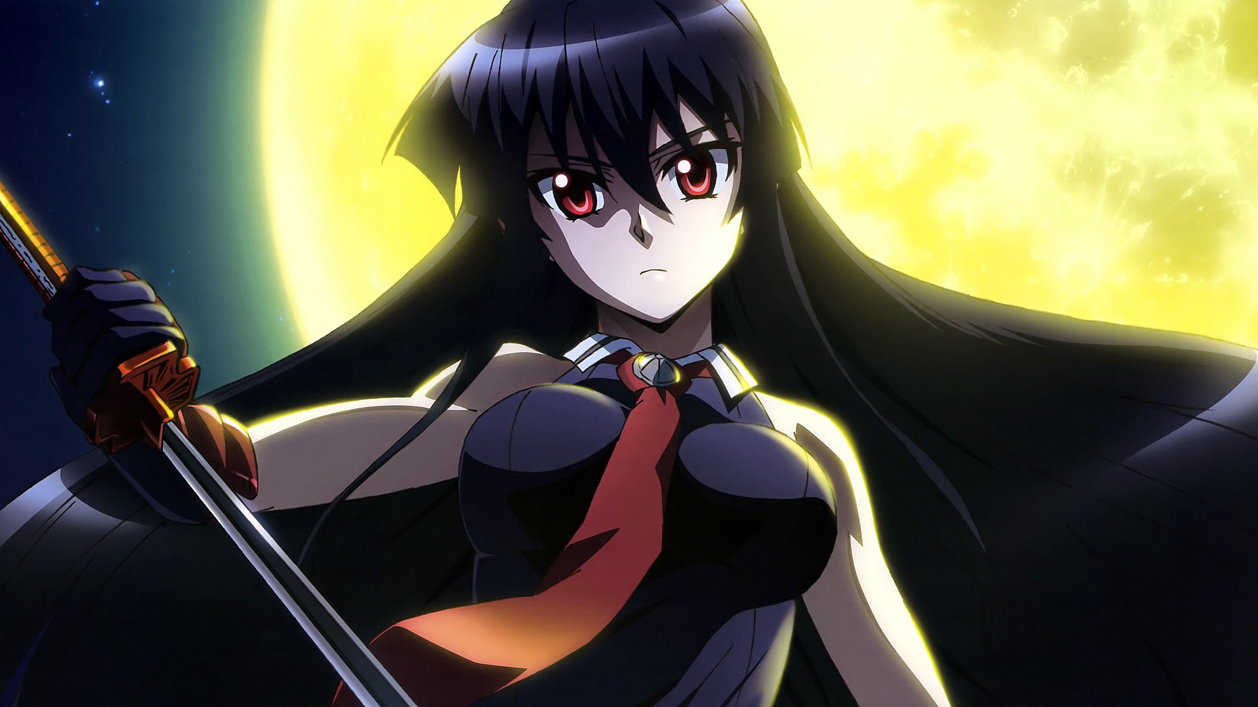 mask - disguise, close-up, carnival, representation, anime, anime girls, 2K, celebration, Akame, mask, disguise, art and craft, sword, Akame ga Kill!, HD Wallpaper