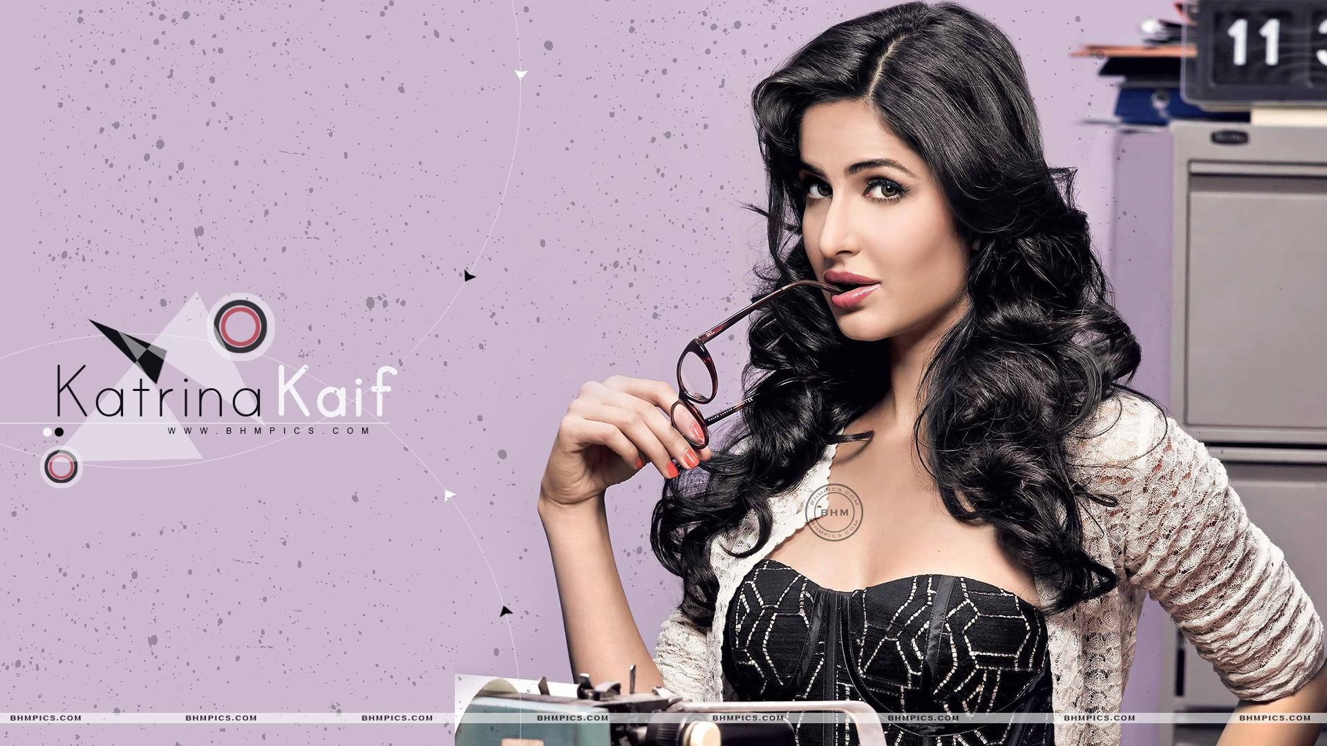 1080P, female celebrities, katrina kaif, kaif, glasses, katrina, brown, actress, bollywood, illustration, HD Wallpaper