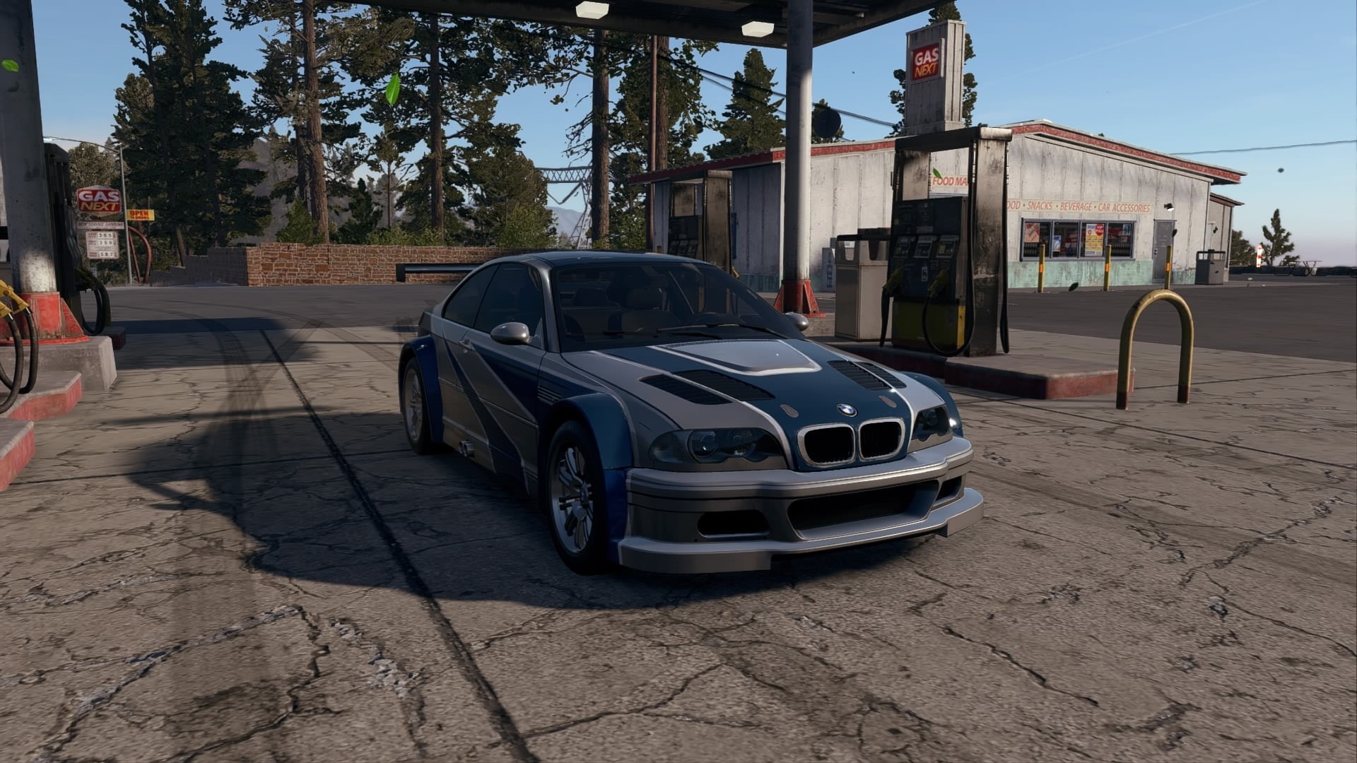 BMW M3 GTR, car, need for speed payback, Gas station, Need for Speed: Most Wanted, 1080P, HD Wallpaper