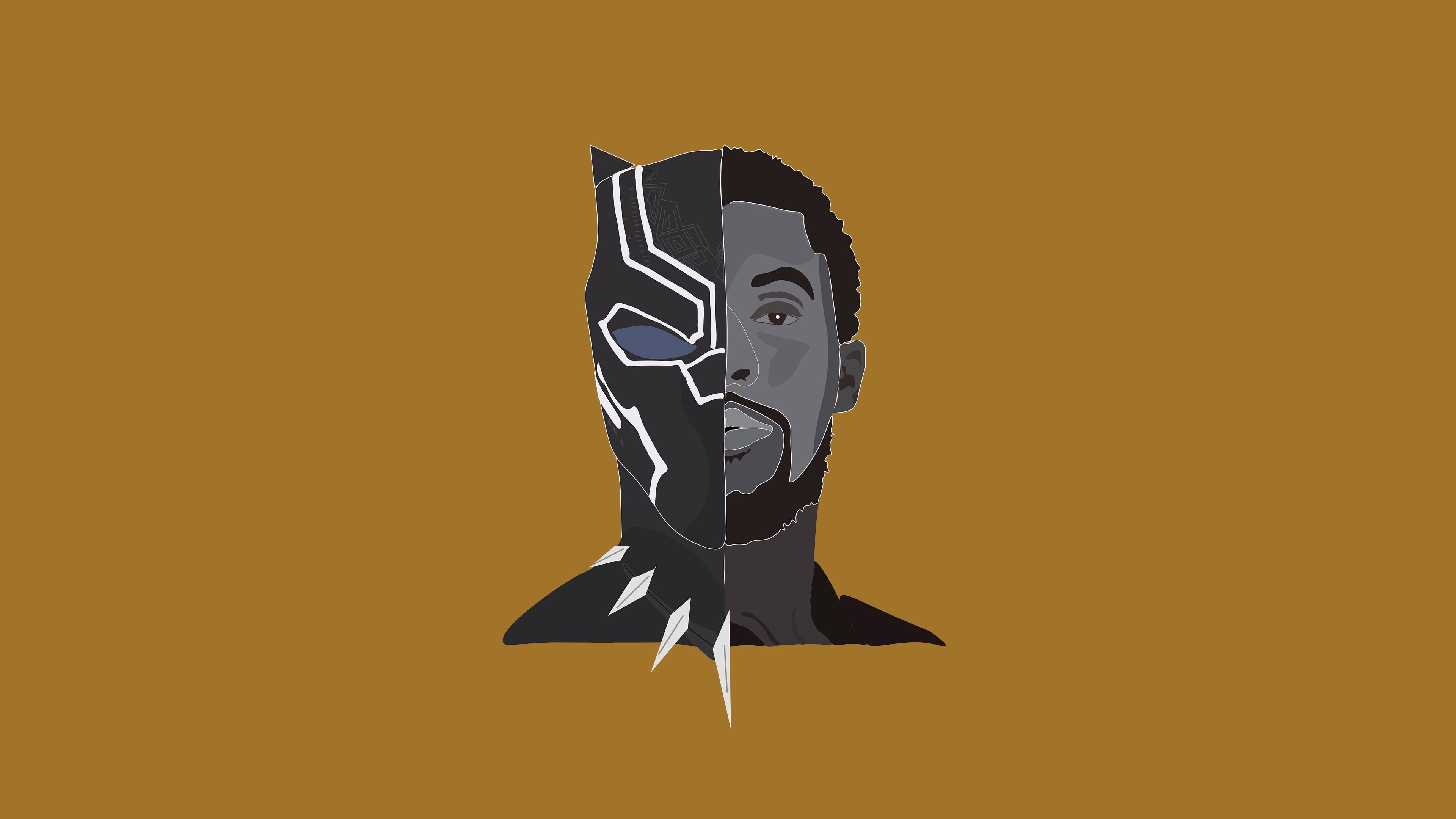 chadwick, minimalism, 4K, boseman, movie, black, panther, HD Wallpaper