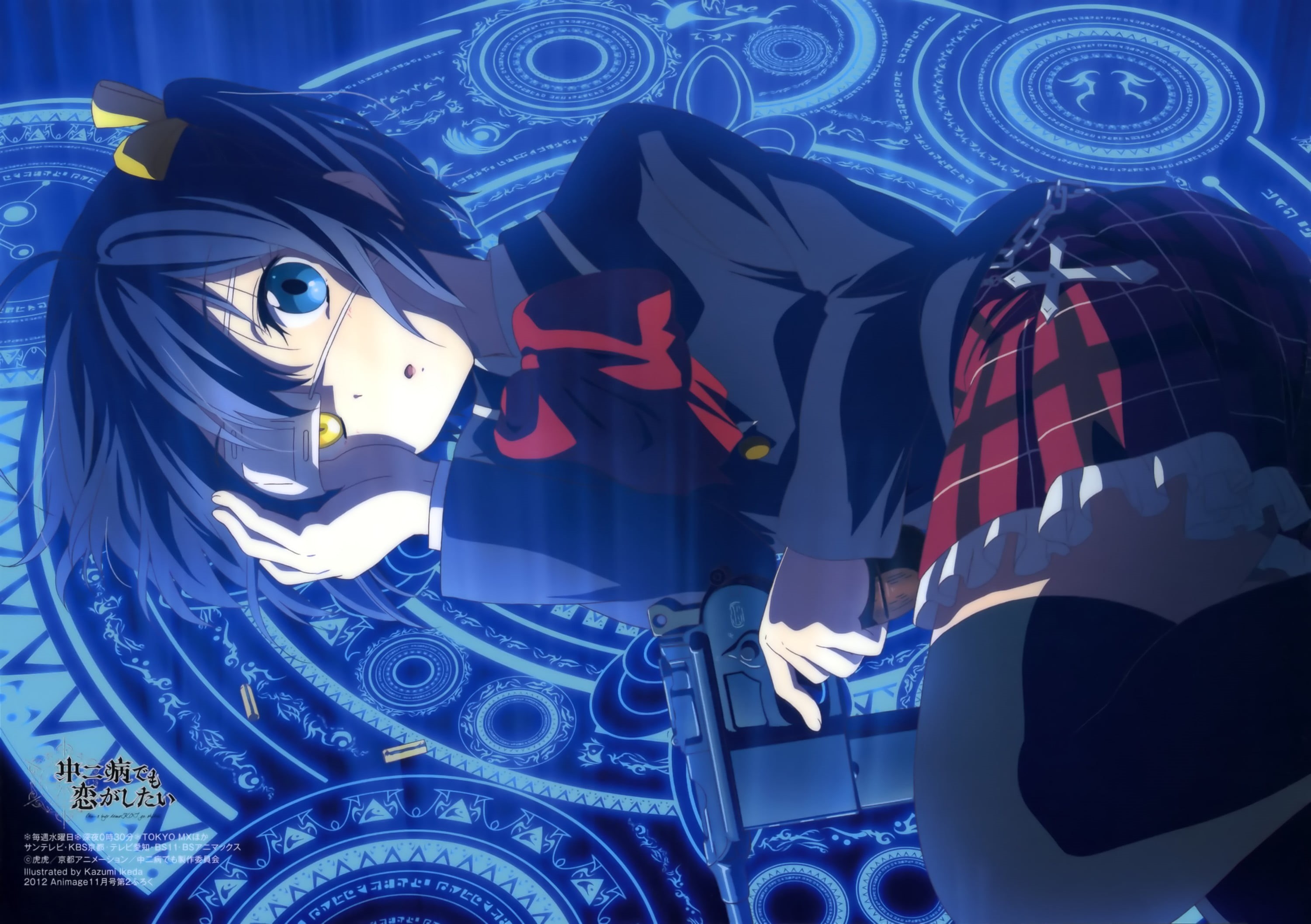 real people, representation, nightlife, protection, people, close-up, music, blue, technology, anime, arts culture and entertainment, night, Chuunibyou demo Koi ga Shitai!, HD Wallpaper