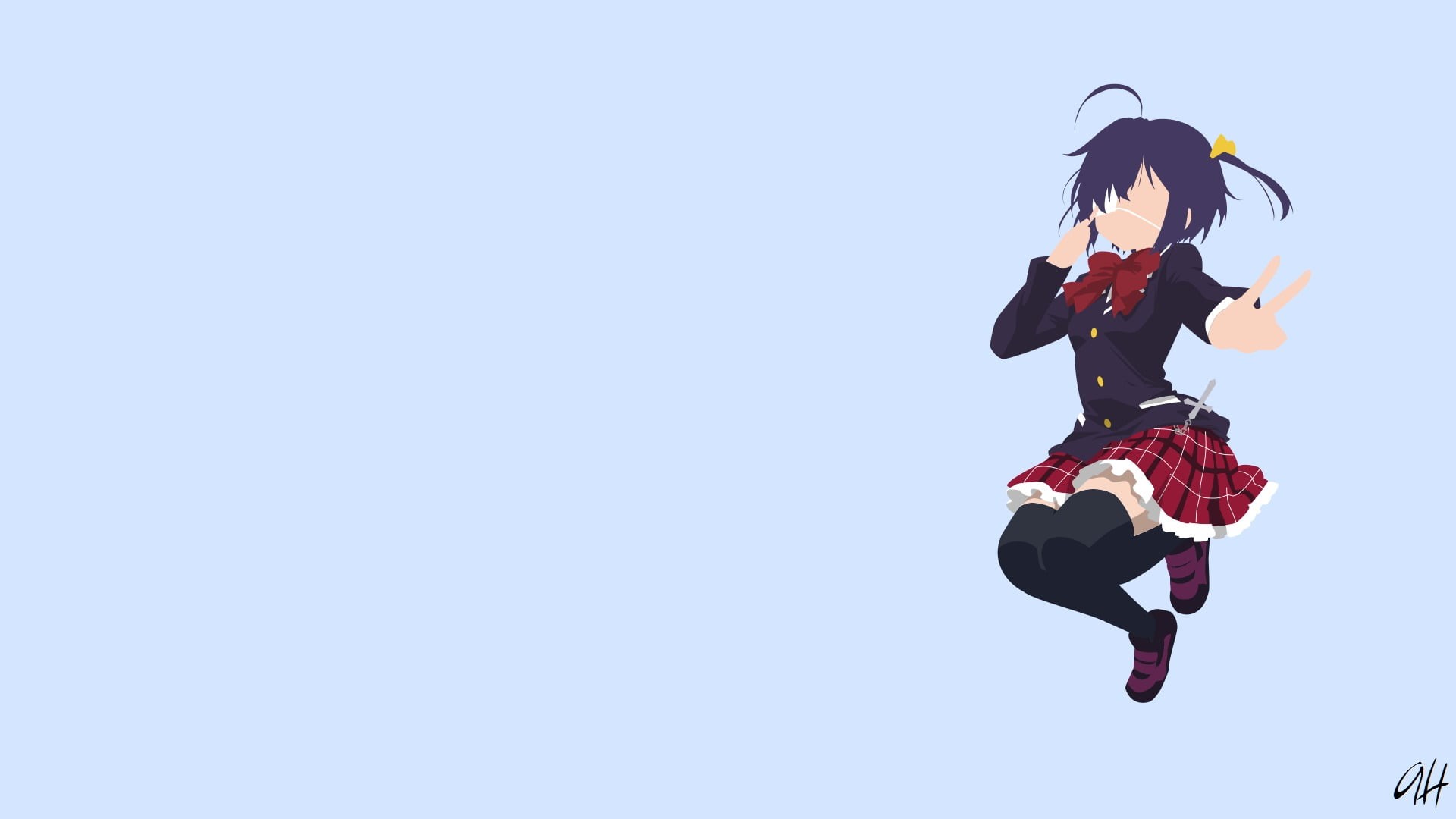 sky, full length, young adult, sport, clothing, Takanashi Rikka, copy space, human arm, Chuunibyou demo Koi ga Shitai!, arms raised, low angle view, lifestyles, HD Wallpaper