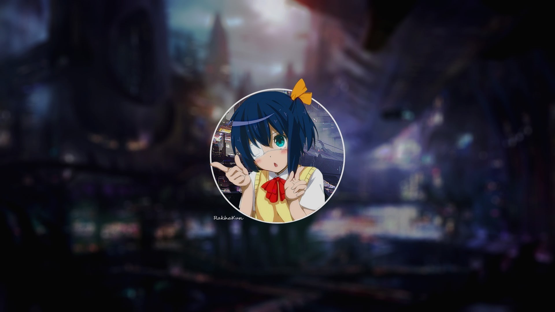 nature, circle, close-up, anime, holding, purple, safety, Chuunibyou demo Koi ga Shitai!, reflection, outdoors, no people, anime girls, Takanashi Rikka, HD Wallpaper