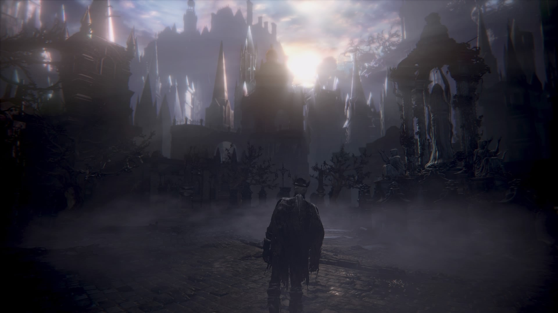 architecture, video games, people, group of people, street, nature, silhouette, 1080P, building exterior, crowd, fog, screen shot, full length, men, city, HD Wallpaper