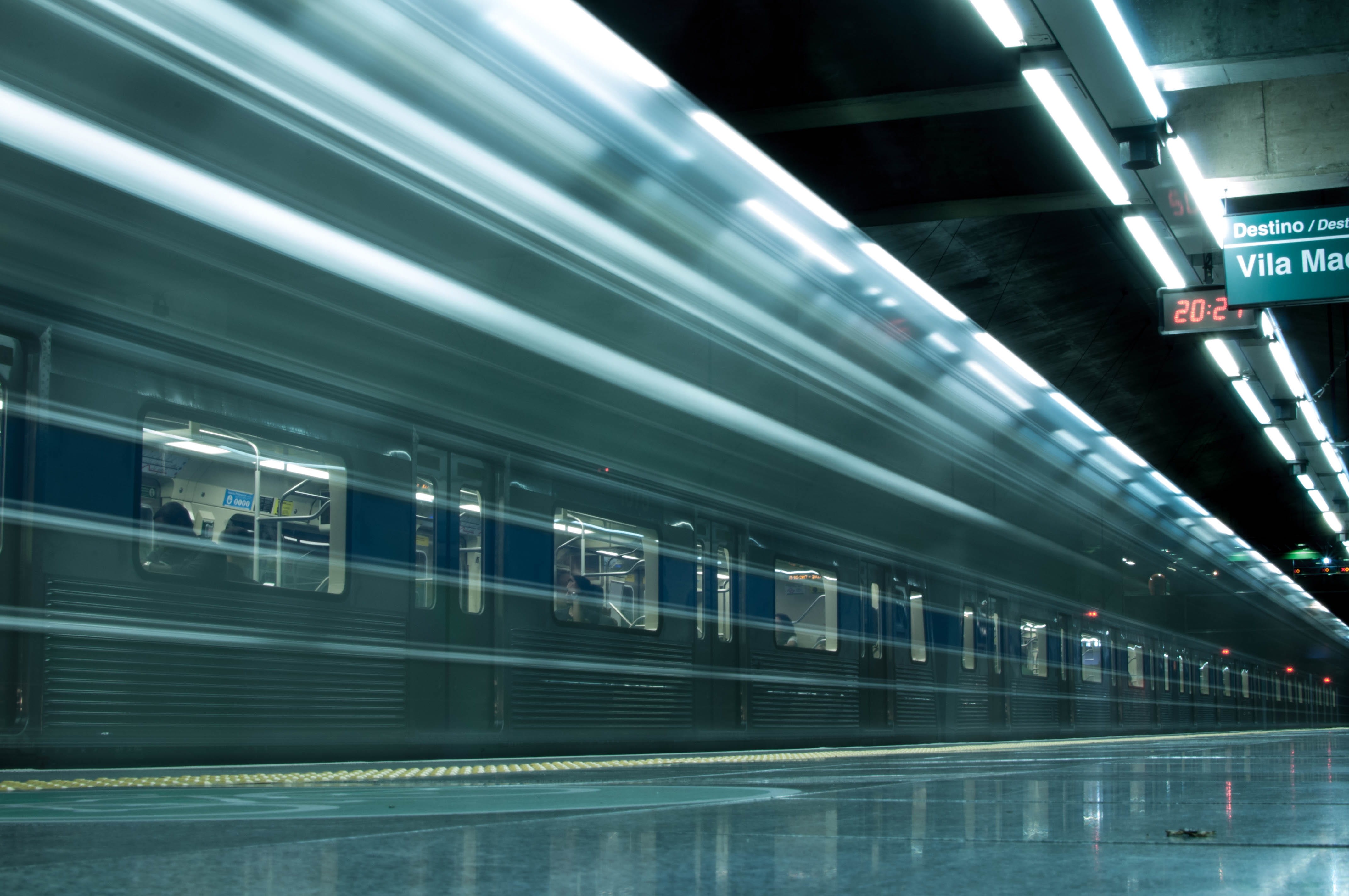 blurred, built structure, photography, time lapse, subway train, travel, long-exposure, rail transportation, transportation system, 4K, public transportation, HD Wallpaper