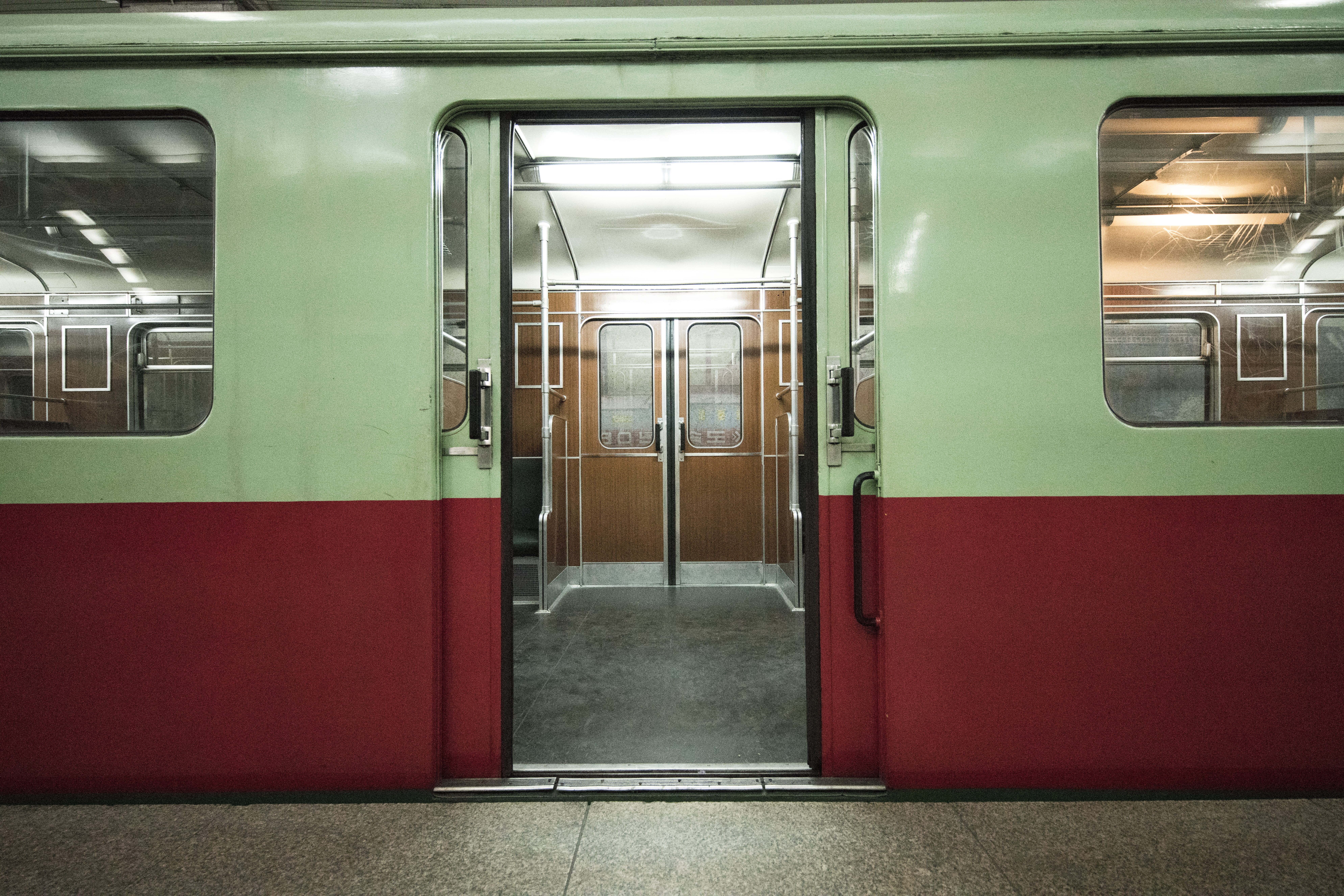 vehicle interior, glass - material, crypt, audience, transportation, pyongyang, train, alloy, metal, entrance, train station, train - vehicle, mode of transportation, HD Wallpaper