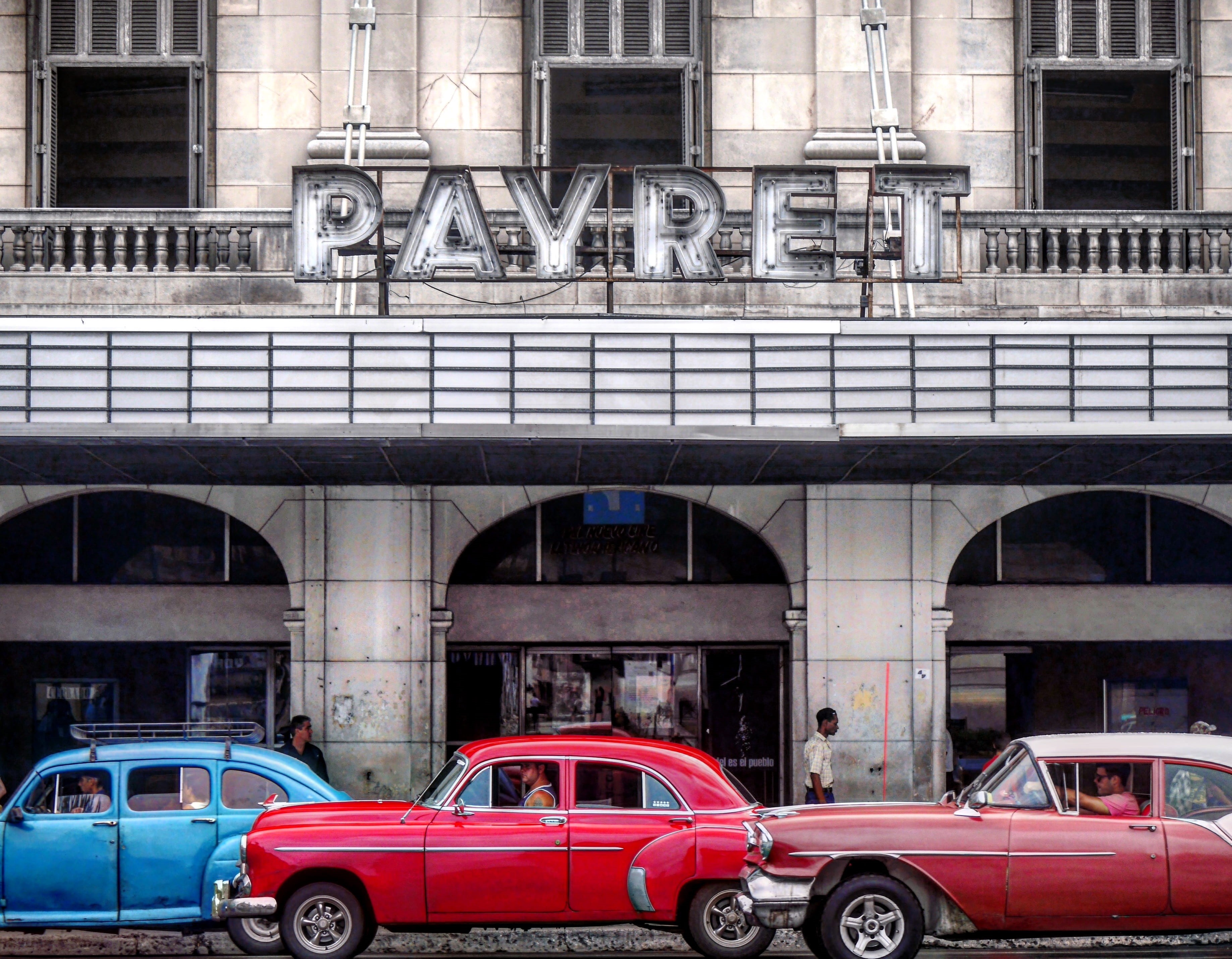 life, building, bridge, vintage, motor vehicle, bridge - man made structure, payret, arched, cuba, arch bridge, transportation, red, land vehicle, building exterior, HD Wallpaper