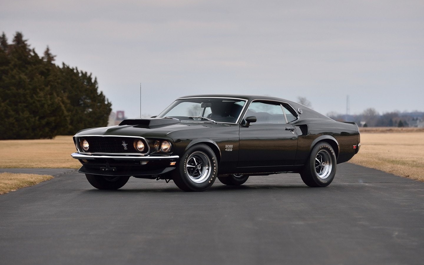 black, boss, ford, fastback, cars, 429, mustang, 1969, jade, 720P, HD Wallpaper