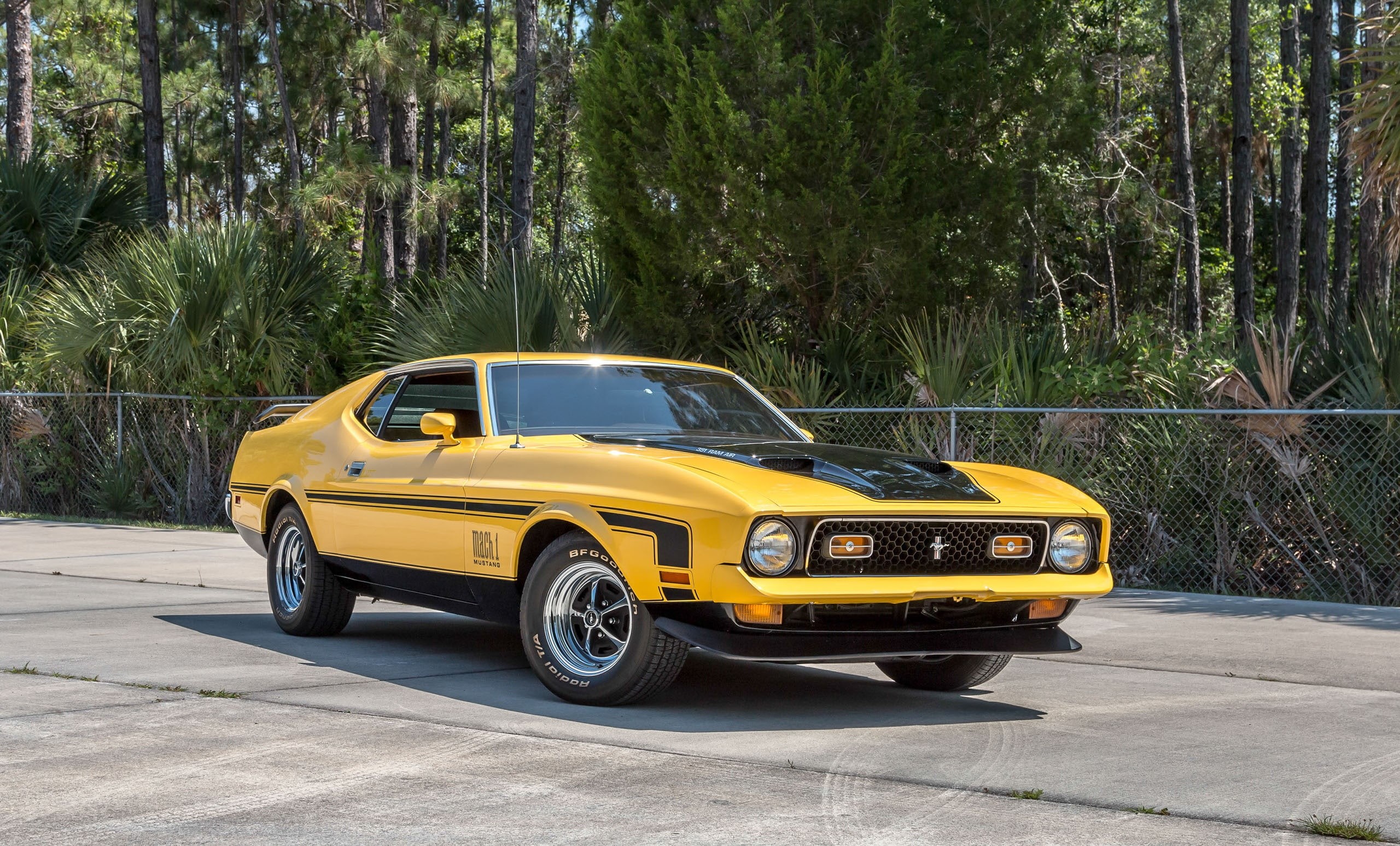 mustang, fastback, 2K, mach-1, ford, cars, 1972, yellow, HD Wallpaper