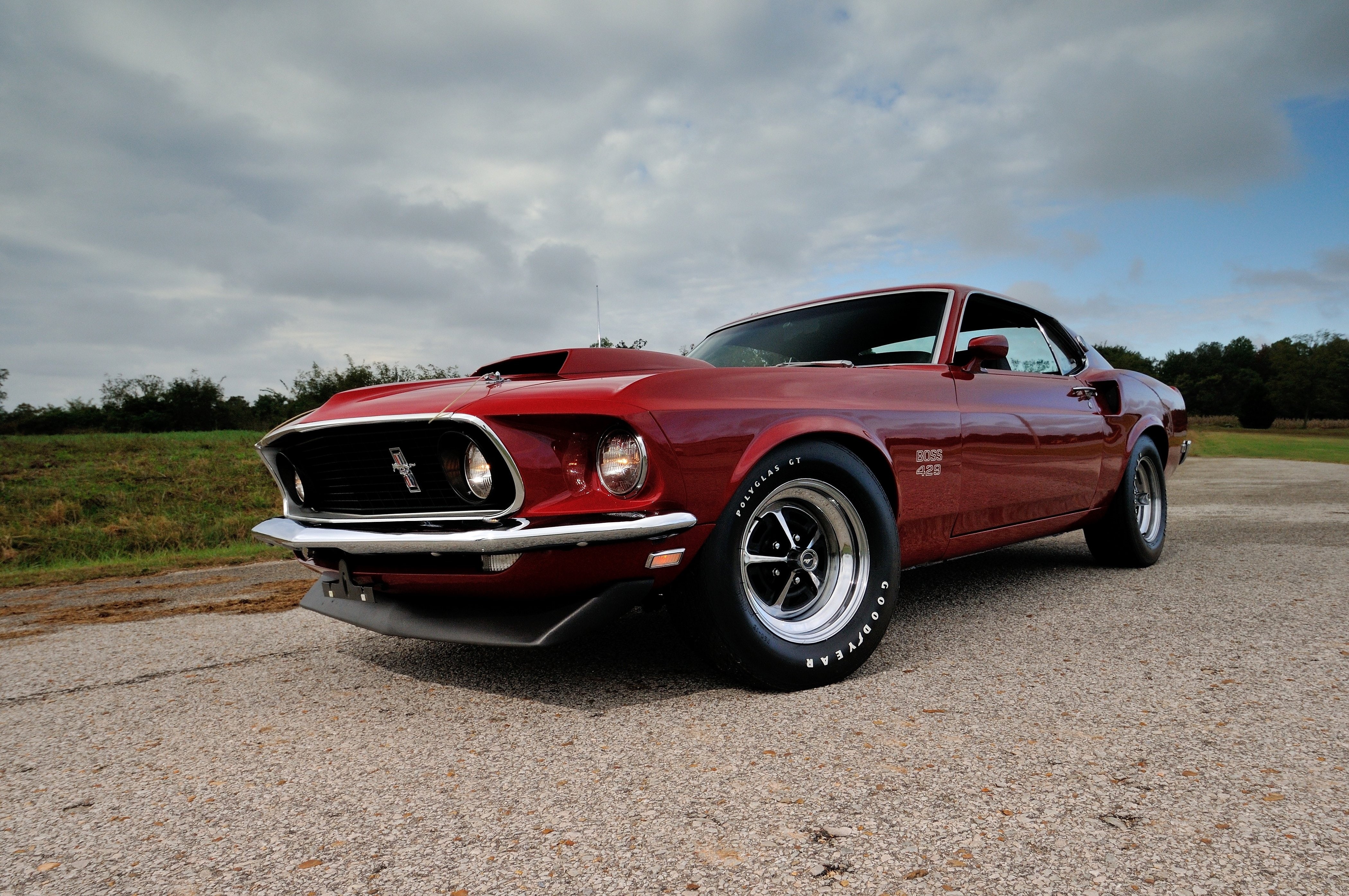 motor vehicle, 4K, road, 1969, retro styled, tire, mustang, usa, luxury, classic, sky, vintage car, transportation, boss, wealth, fastback, travel, 429, HD Wallpaper