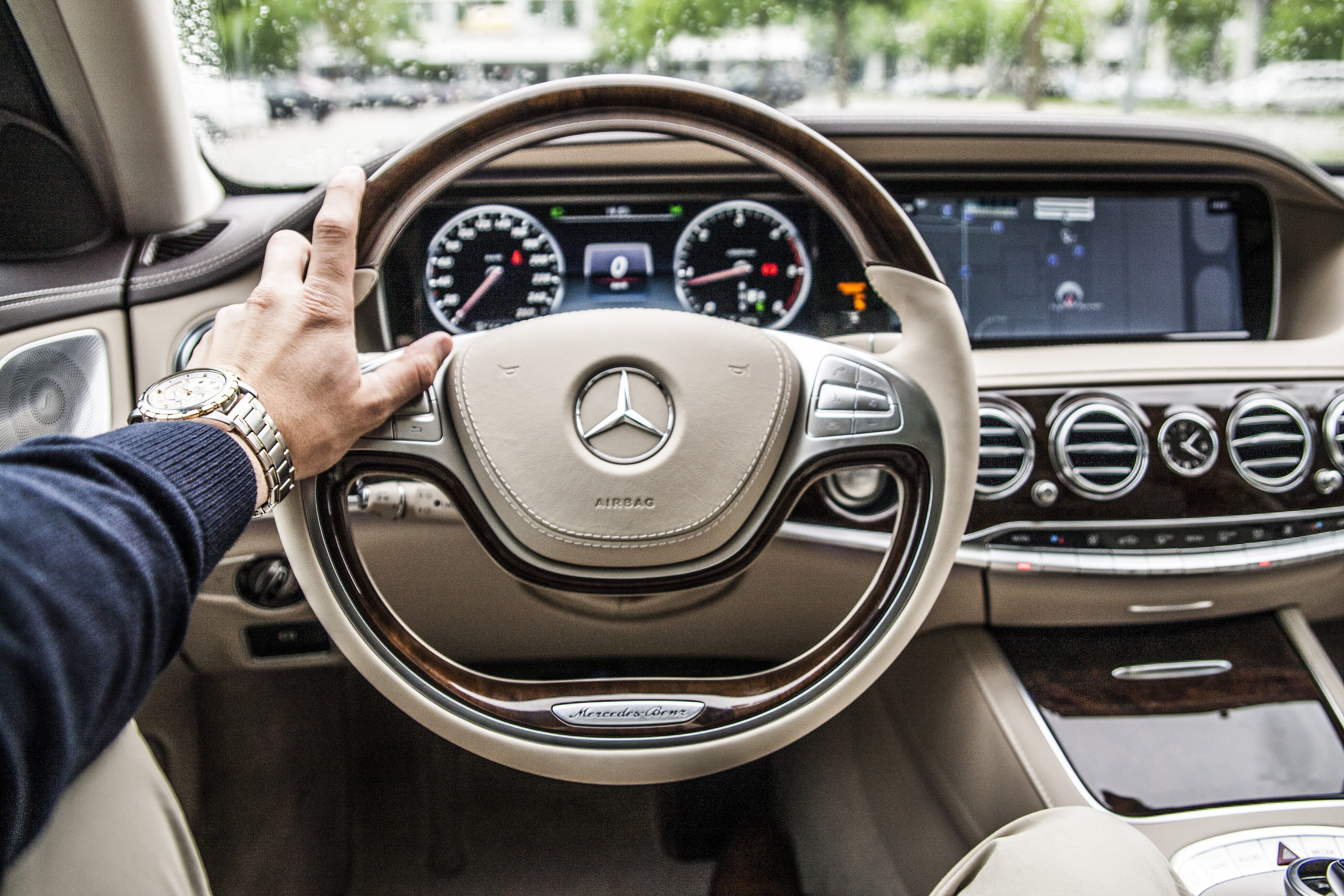 hand, mercede, sitting, steering Wheel, mode of transportation, holding, inside, dashboard, driver, one Person, outdoors, Mercedes Benz, travel, person, HD Wallpaper