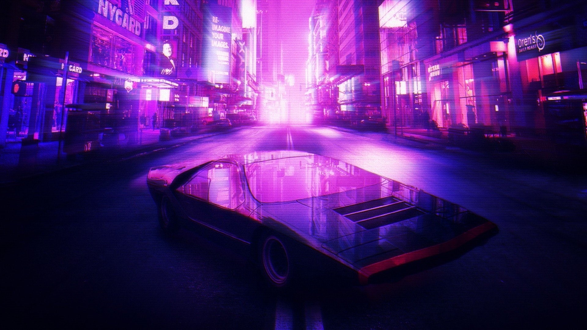 car, city, 1980s, Retro style, Bertone, synthwave, 1080P, Alfa Romeo Carabo, Alfa Romeo, HD Wallpaper