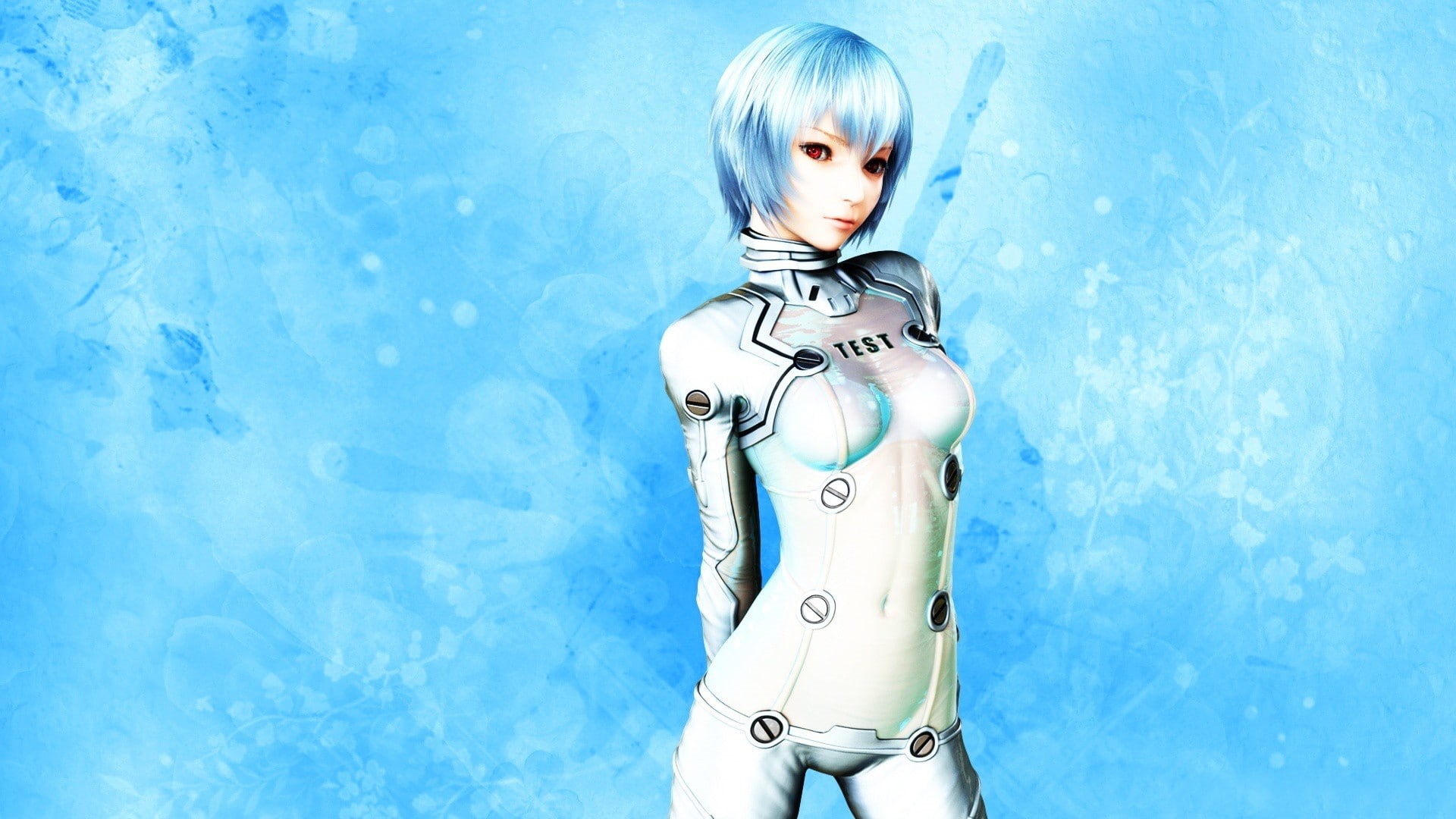 blue, genesis, ayanami, rei, 1080P, evangelion, anime, hd, cartoon/comic, neon, plugsuit, HD Wallpaper