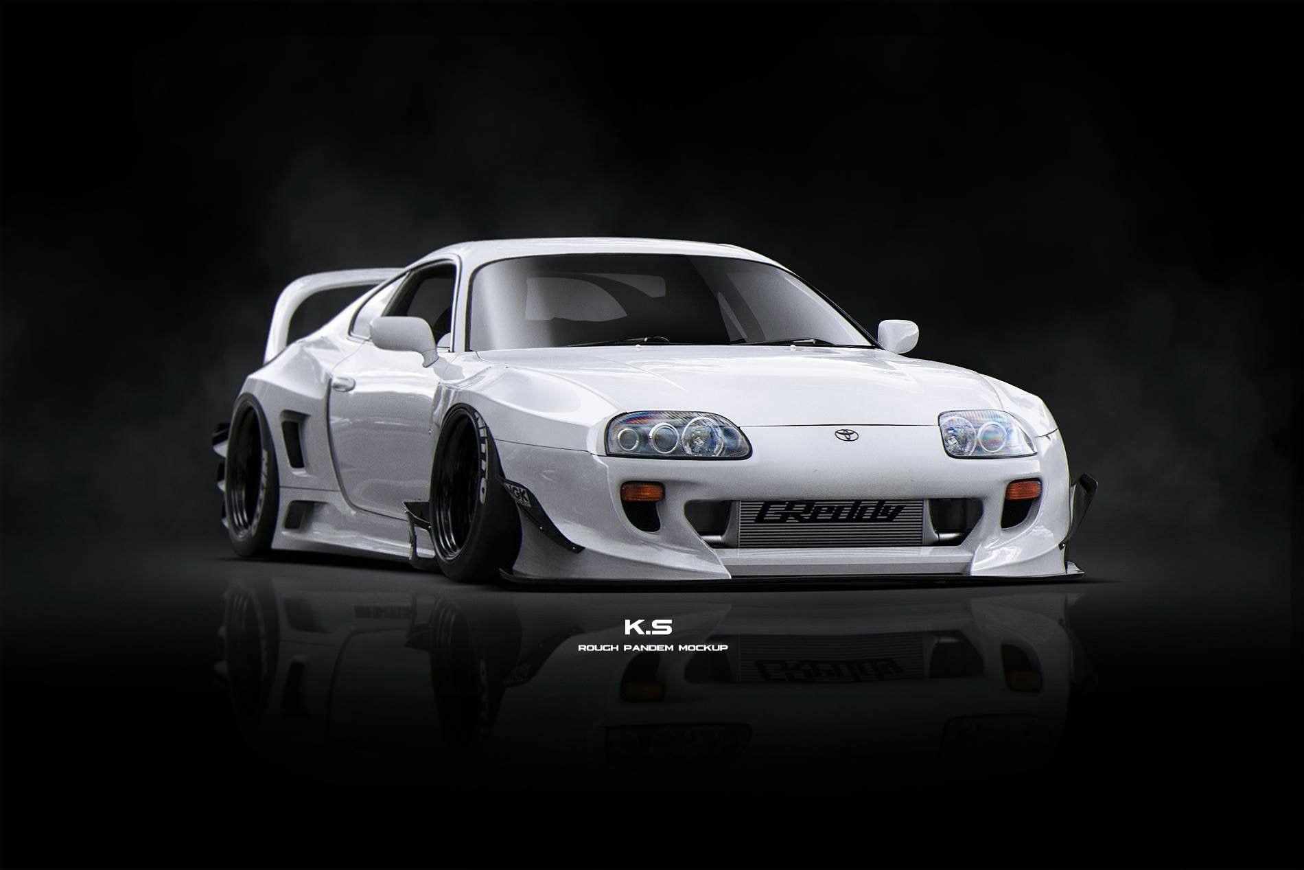 toyota, vehicle, 720P, Widebody, Khyzyl Saleem, car, 3d, Simple Background, artwork, Toyota Supra, HD Wallpaper