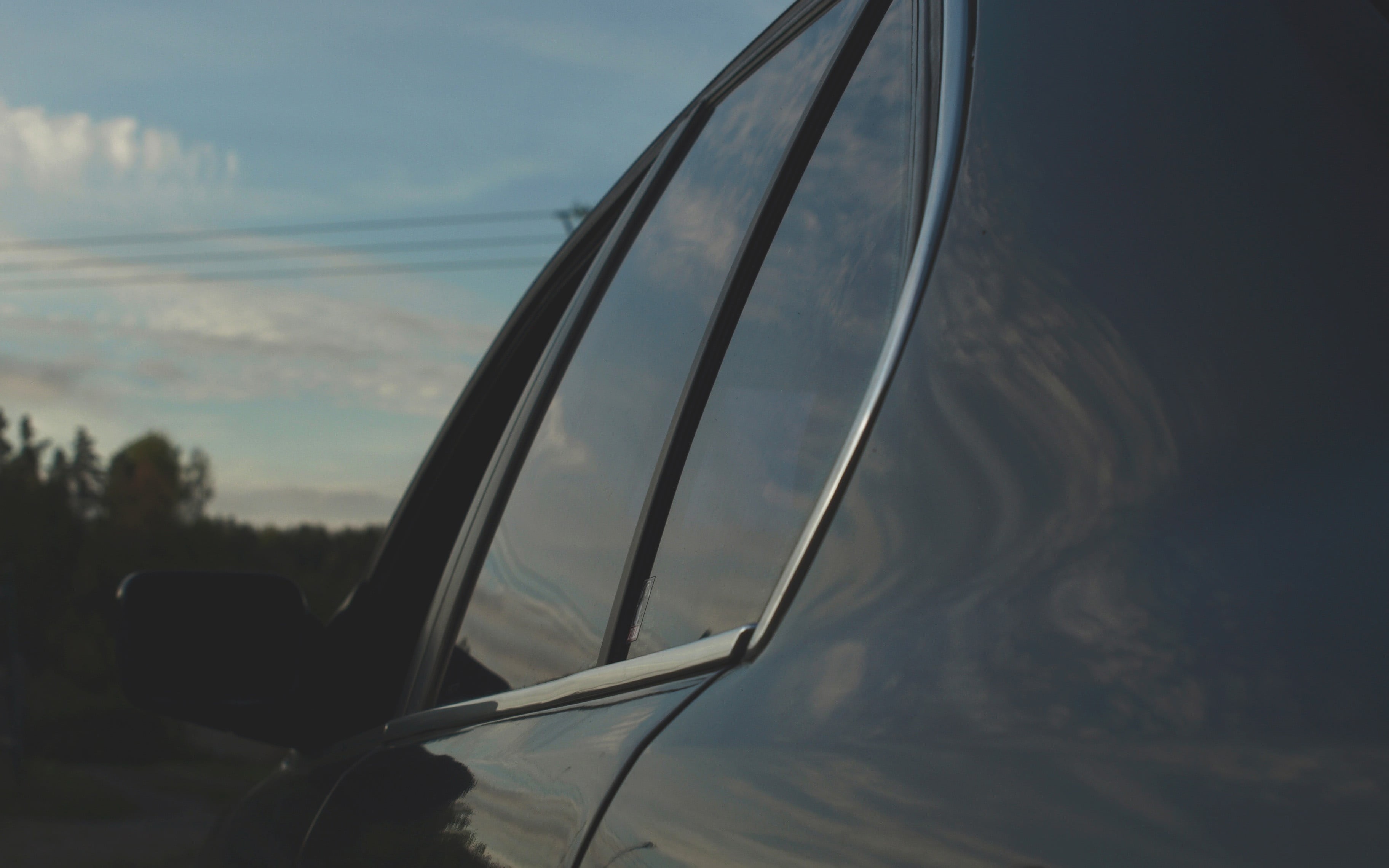 BMW, transportation, vehicle, reflection, glass - material, sky, mode of transportation, day, 2K, focus on foreground, side-view mirror, travel, motor vehicle, HD Wallpaper