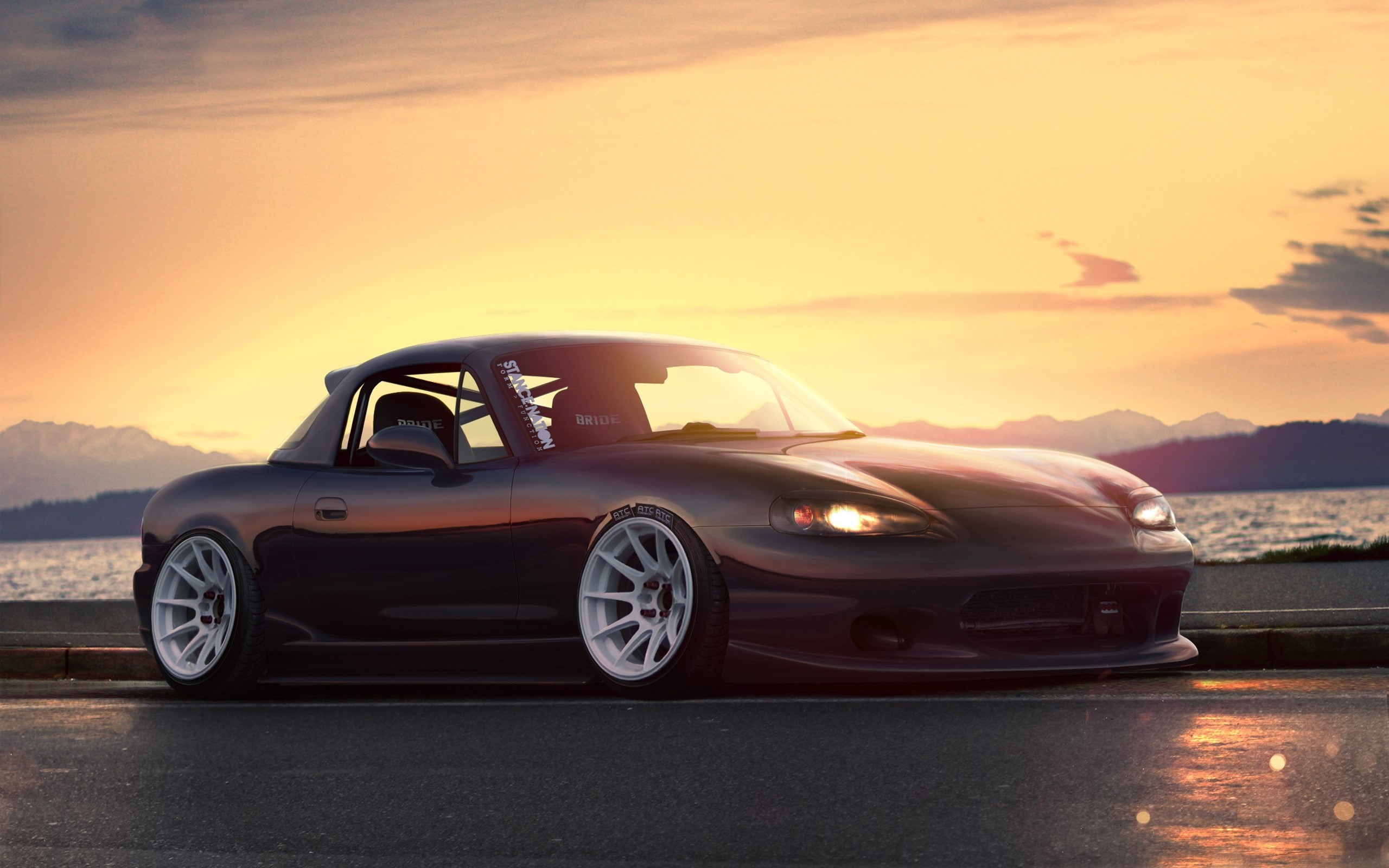 mx, art, flush, sunset, mazda, domestic, stance, hd, japanese, market, sunsets, jdm, hella, cars, 2K, nature, HD Wallpaper