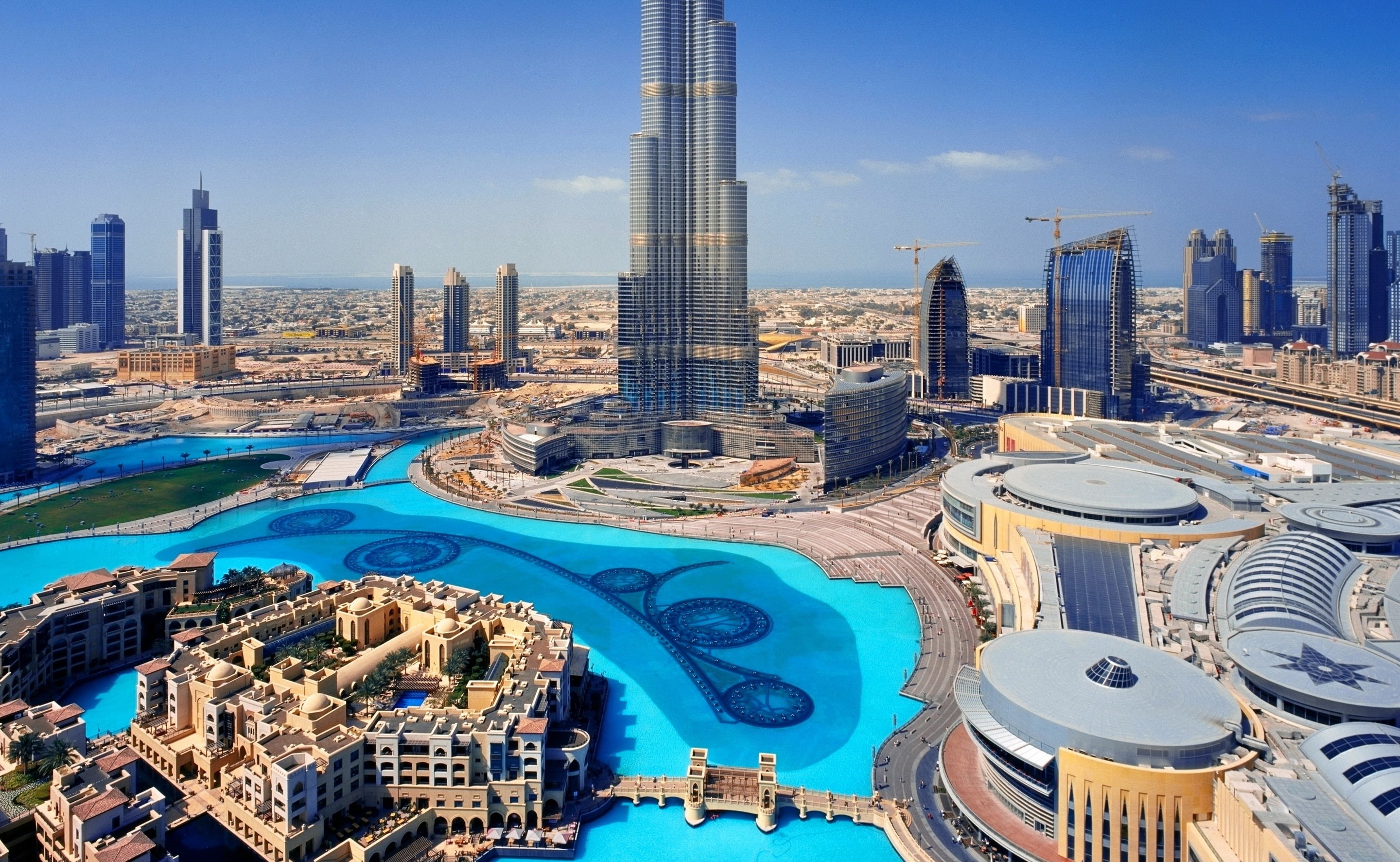 United Arab Emirates, arab, luxury, cityscape, no people, aerial, travel, Asia, travel destinations, 2K, water, sky, tower, emirates, residential district, HD Wallpaper