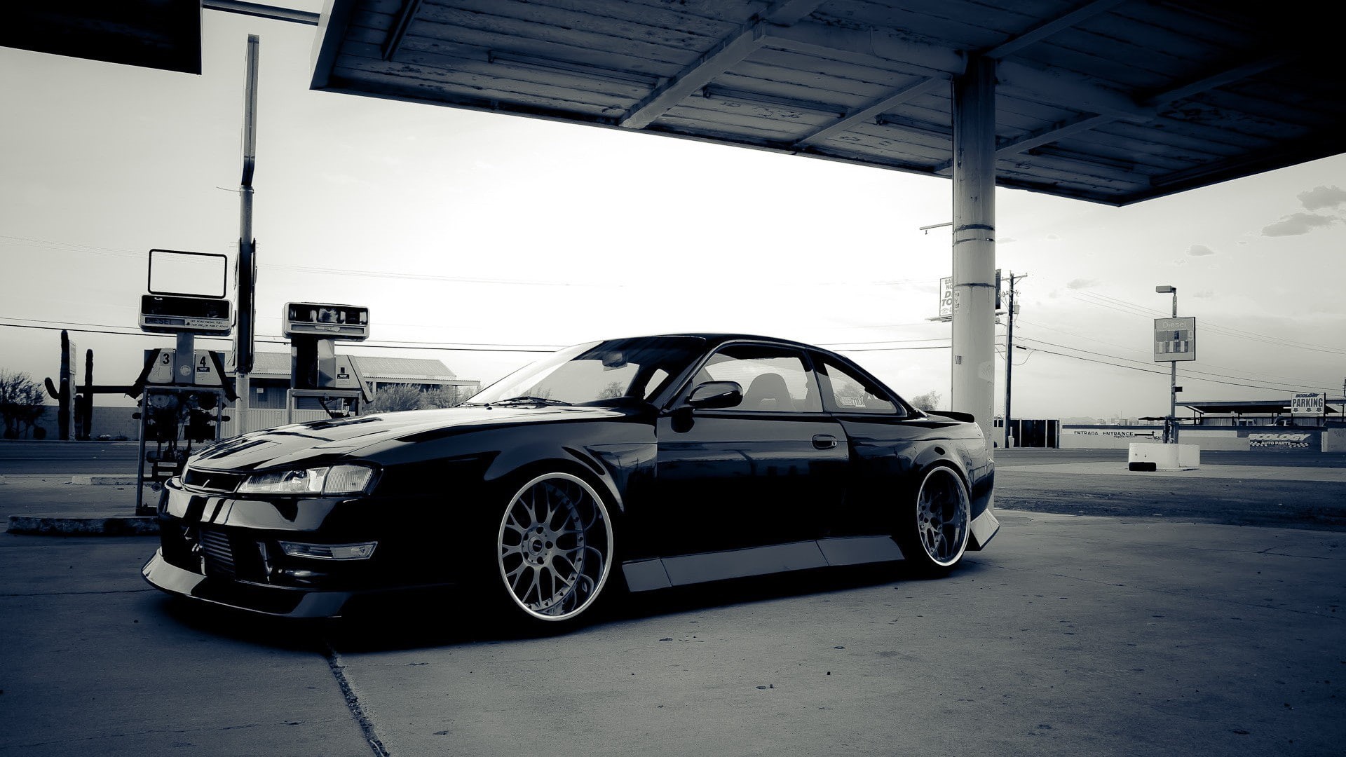 bw, 1080P, nissan, hd, station, cars, gas, silvia, HD Wallpaper