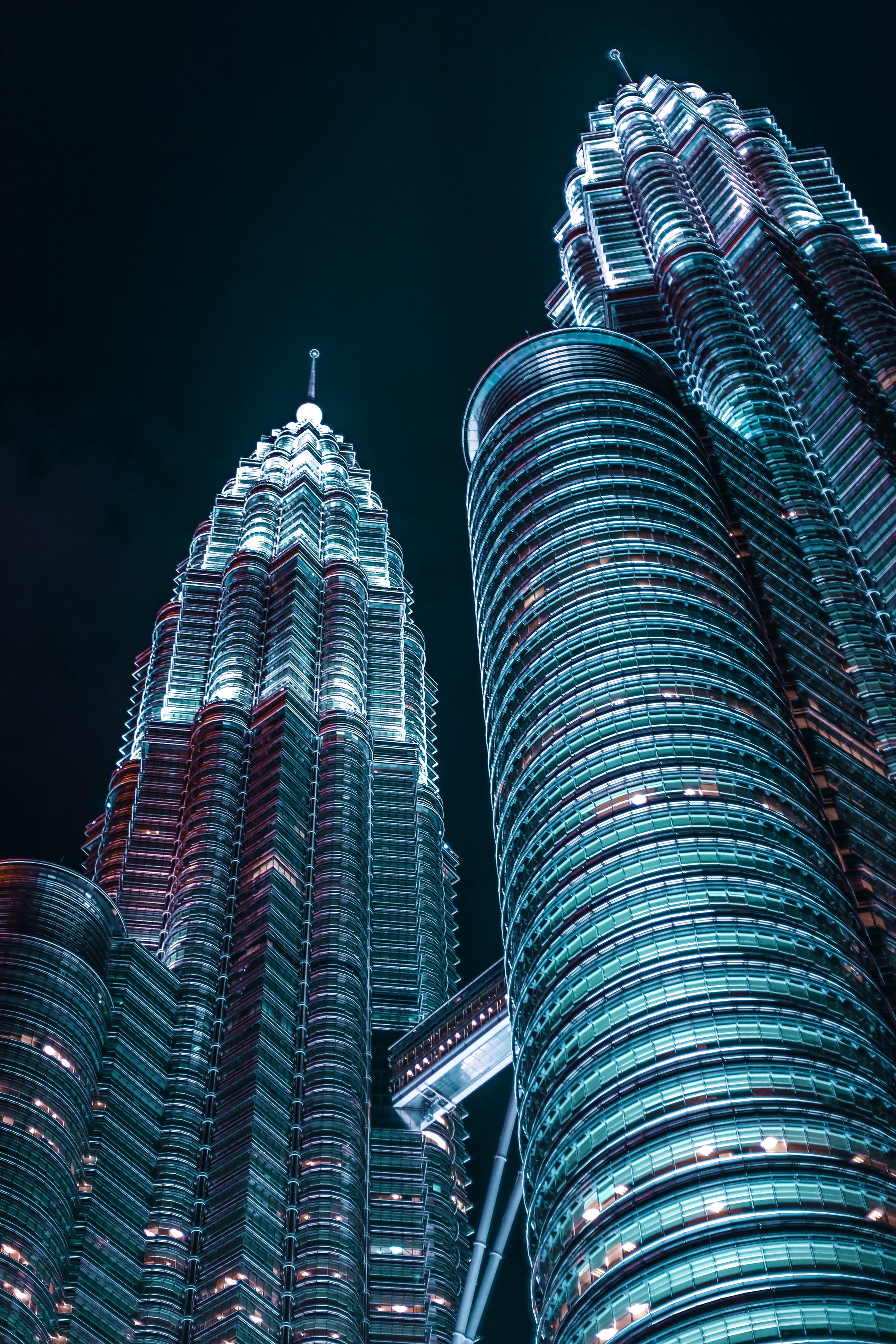 office, urban, building exterior, architecture, blue, office building exterior, building, sky, no people, night, photography, spire, low, financial district, Phone HD Wallpaper