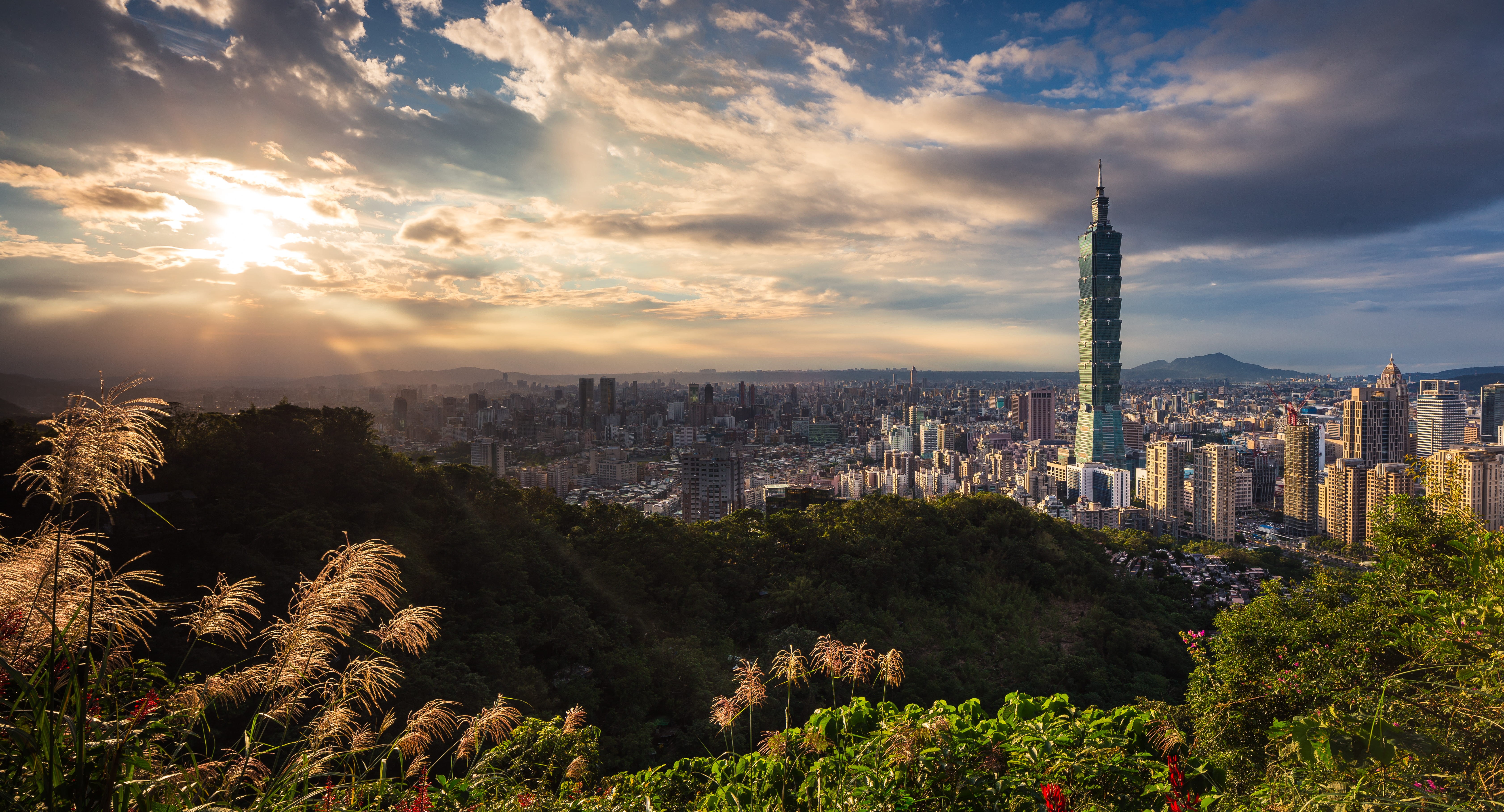 hill, mountain Peak, cloud - Sky, skyscraper, office Building, sky, tall - High, scenics, tourism, architecture, city, tower, sunset, business, cityscape, HD Wallpaper