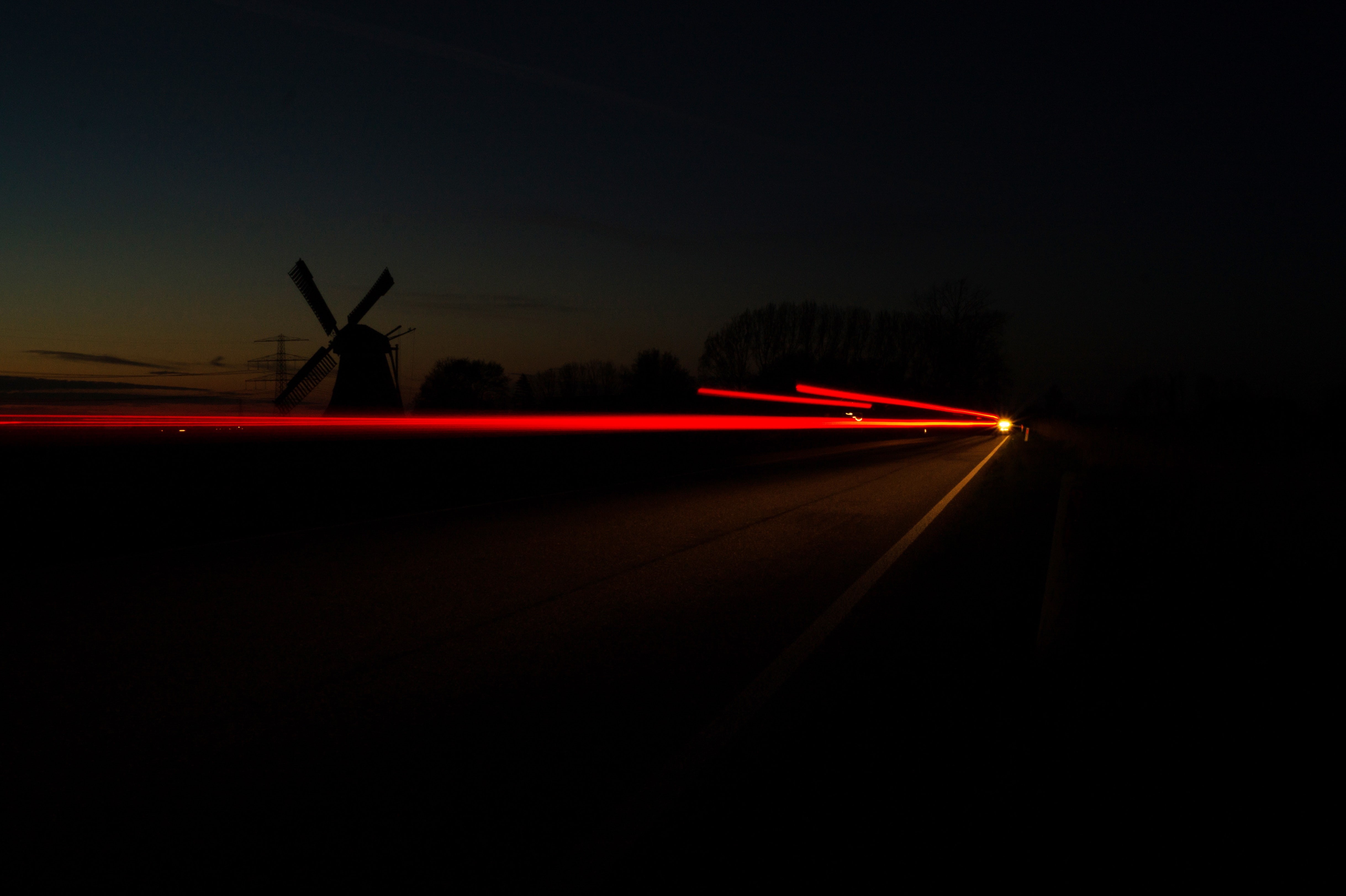 road, lights, long exposure, night, car, dark, street, 4K, HD Wallpaper