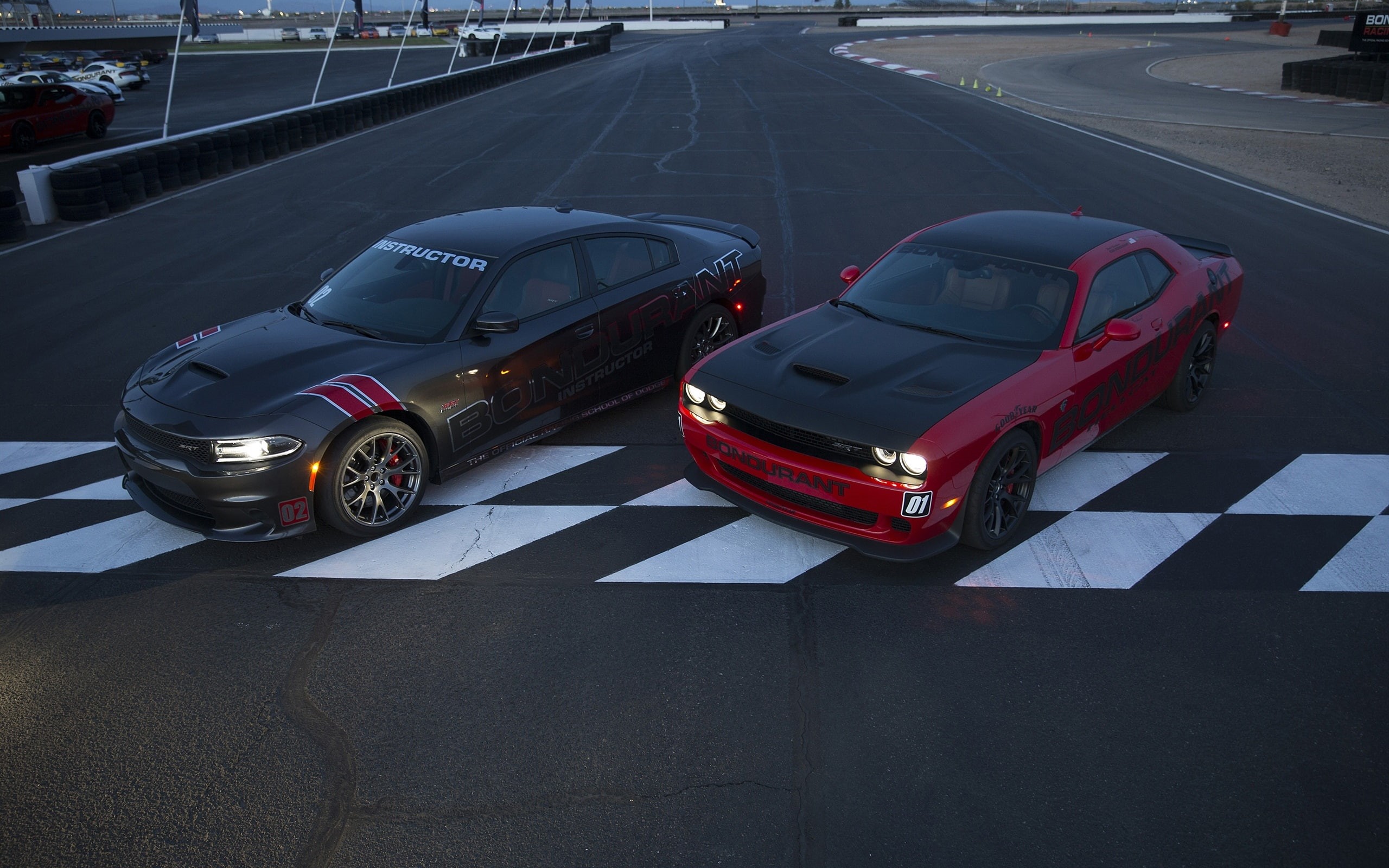 charger, Cars, srt, Challenger, Two, red, Dodge, black, Supercars, 2K, HD Wallpaper