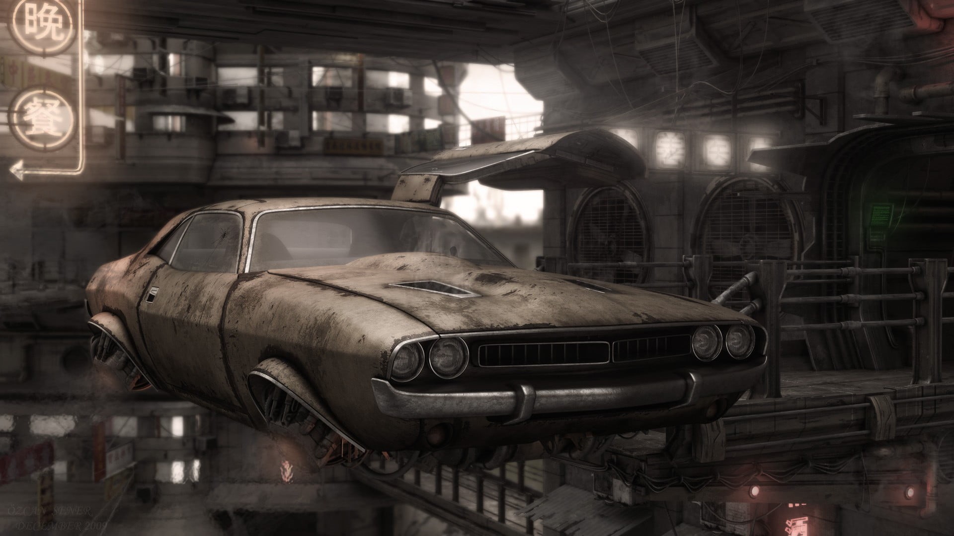 garage, futuristic, motor vehicle, old, built structure, travel, steel, transportation, 1080P, deterioration, muscle cars, indoors, abandoned, retro Styled, HD Wallpaper