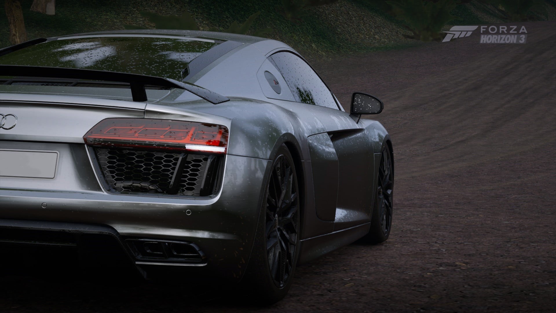 wheel, road, headlight, sport, black, Audi R8 V10, forza horizon 3, extra, stationary, 1080P, land vehicle, day, transportation, motor vehicle, tail light, HD Wallpaper