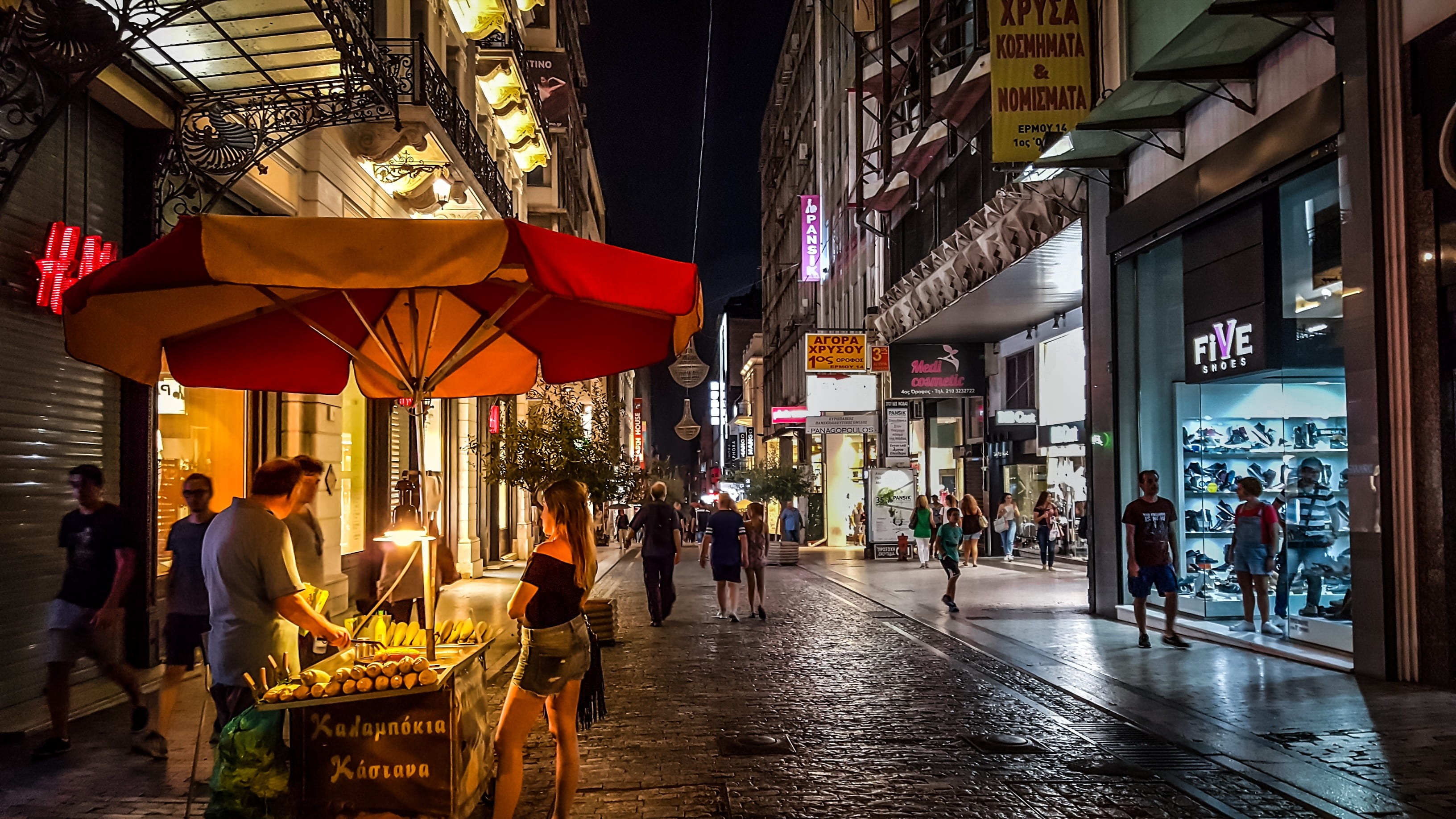 building exterior, cultures, athens, restaurant, town, souvenir, lights, illuminated, wearing, market, asia, culture, women, travel Destinations, tourist, HD Wallpaper