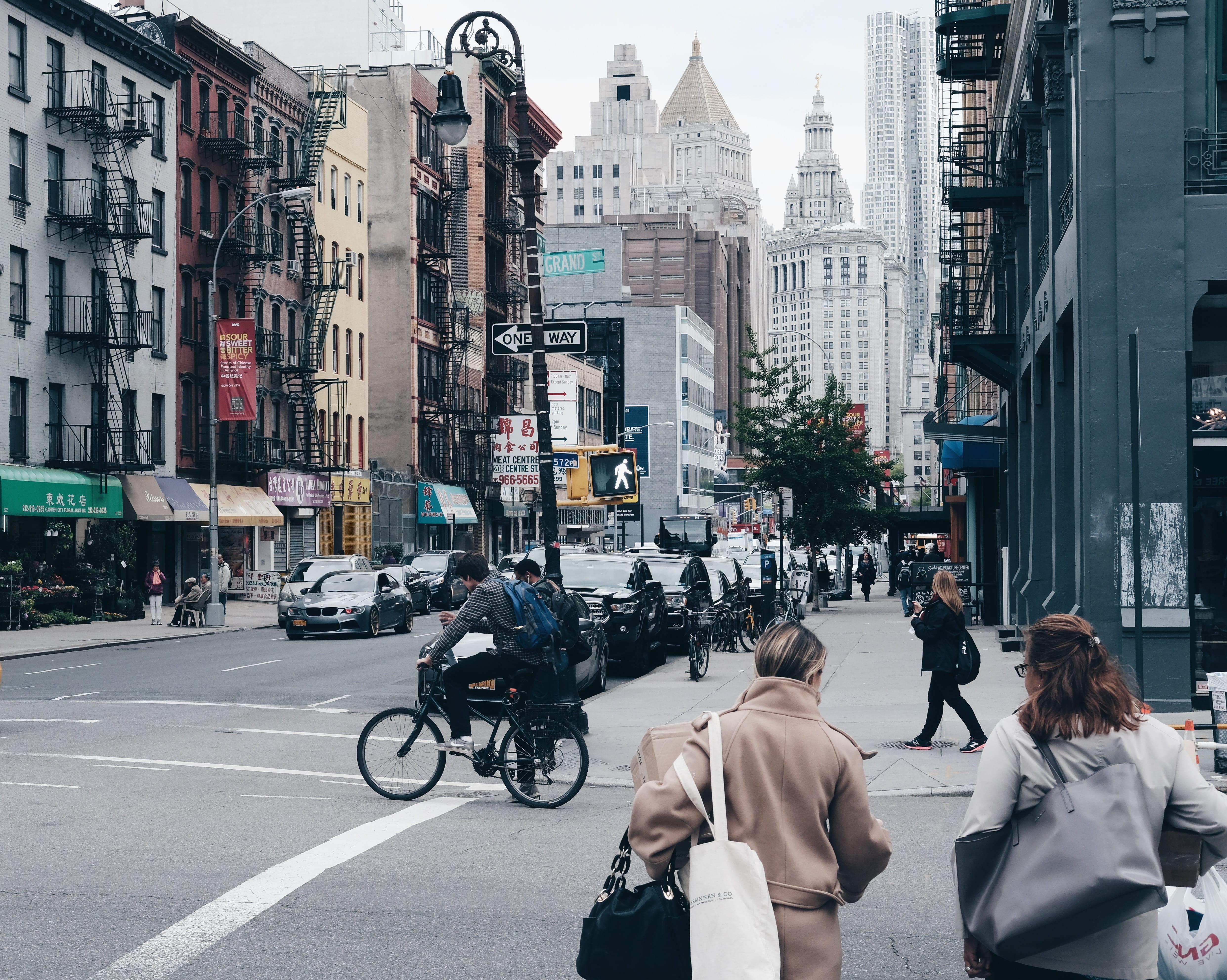 walking, woman, group of people, pedestrian, built structure, car, street, building, district, concrete, commute, urban, city street, lifestyles, coat, HD Wallpaper