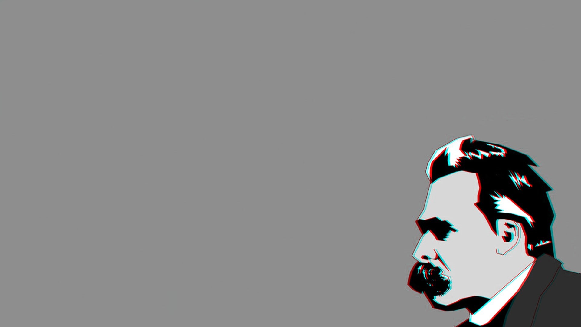 Friedrich Nietzsche, 1080P, Simple Background, Philosophers, Chromatic Aberration, HD Wallpaper