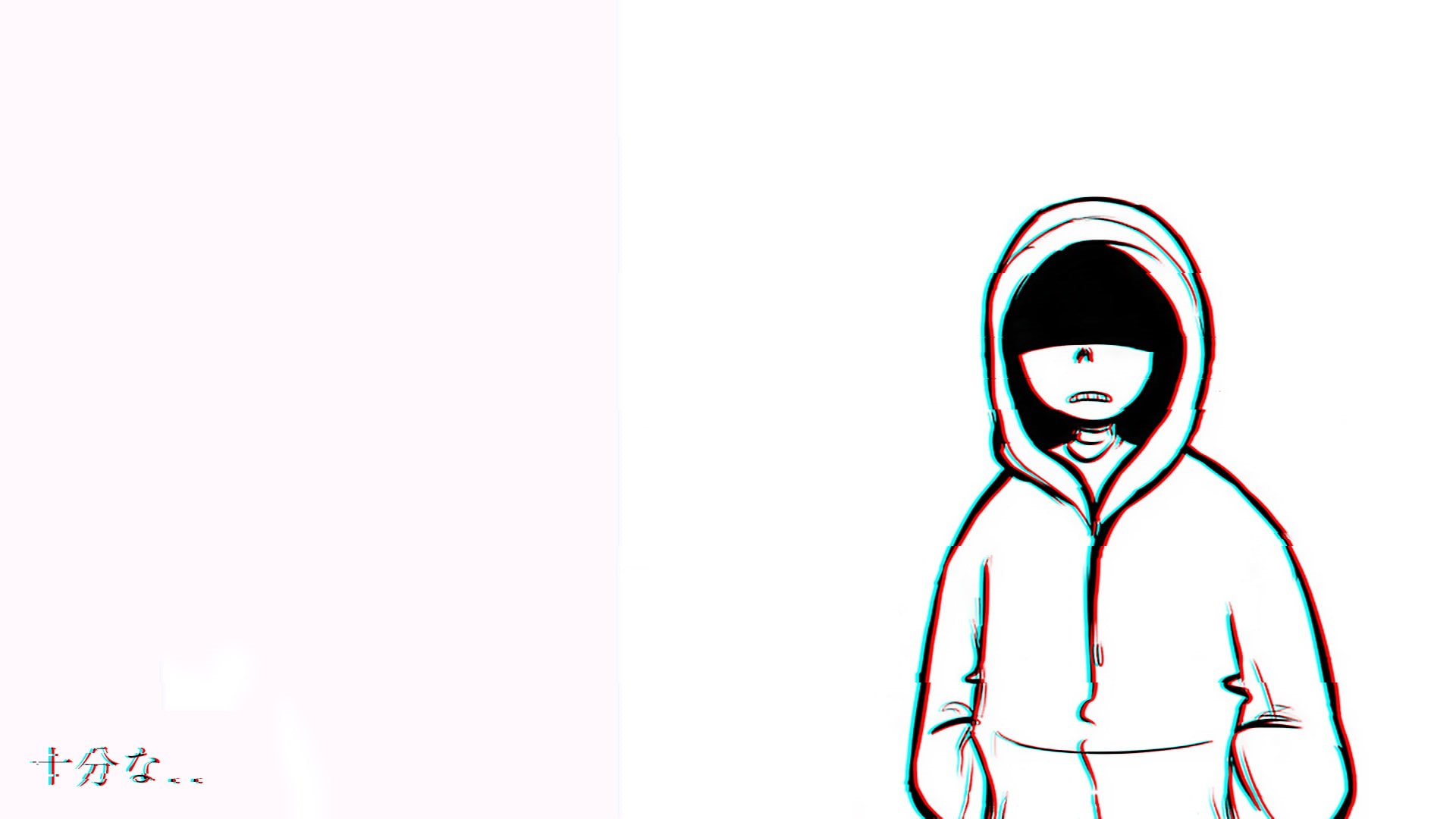 hoods, artwork, simple background, 1080P, minimalism, chromatic aberration, HD Wallpaper