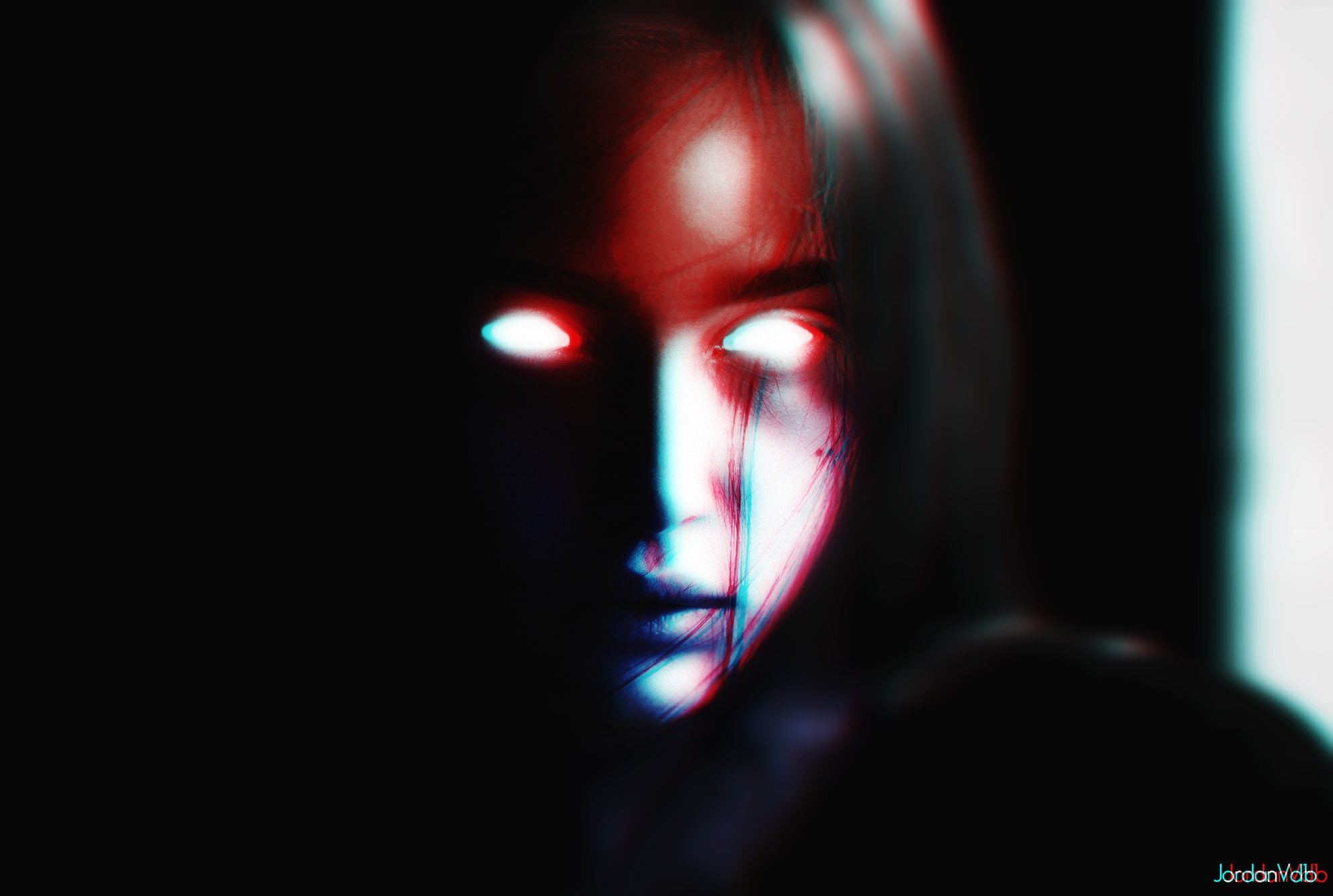demon, 1080P, Photoshop, Chromatic Aberration, women, HD Wallpaper
