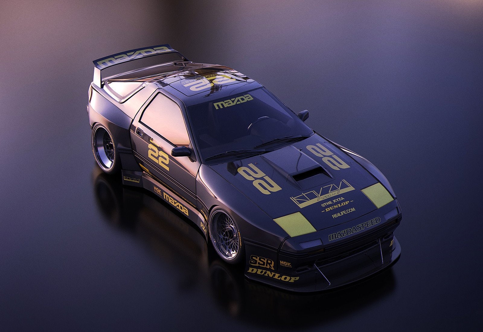 car, render, widebody, vehicle, Mazda, digital art, 720P, Khyzyl Saleem, HD Wallpaper