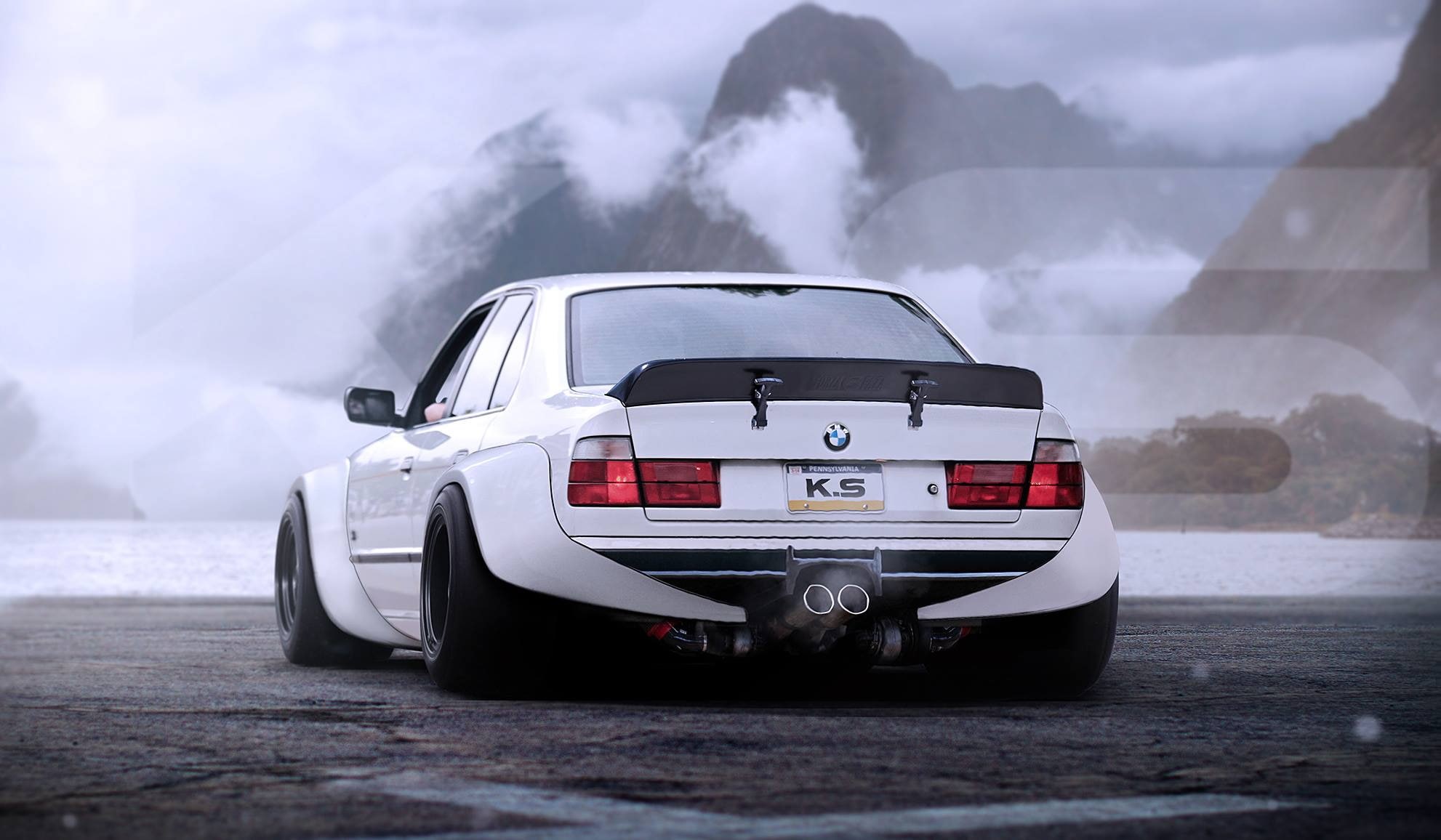 render, land vehicle, widebody, motor vehicle, mountain, sports race, racecar, motion, cloud - sky, digital art, mode of transportation, nature, white cars, HD Wallpaper
