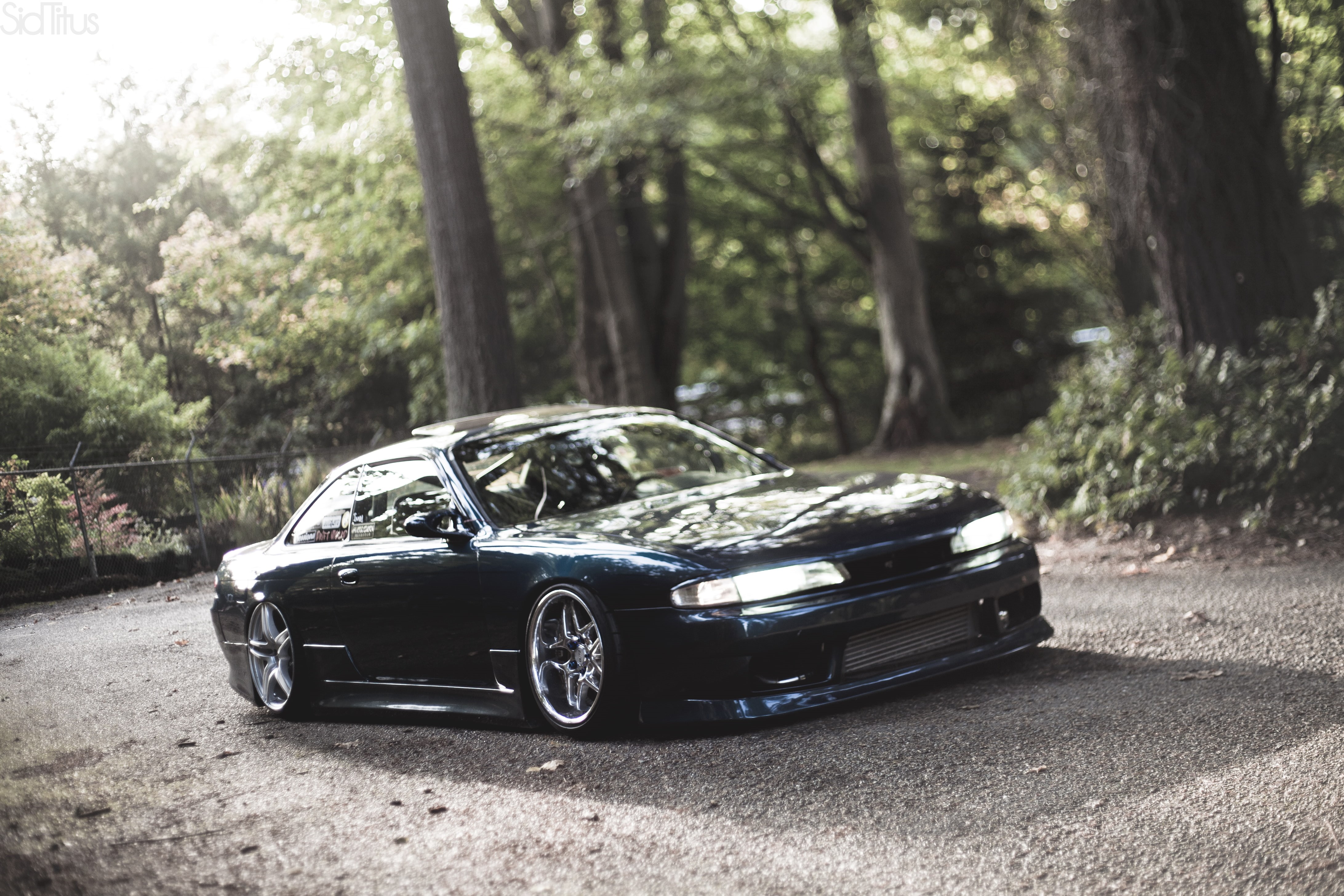 motor vehicle, street, front View, S14, competition, driving, no People, plant, modern, engine, day, sunlight, Silvia, side View, road, tree, nature, outdoors, HD Wallpaper