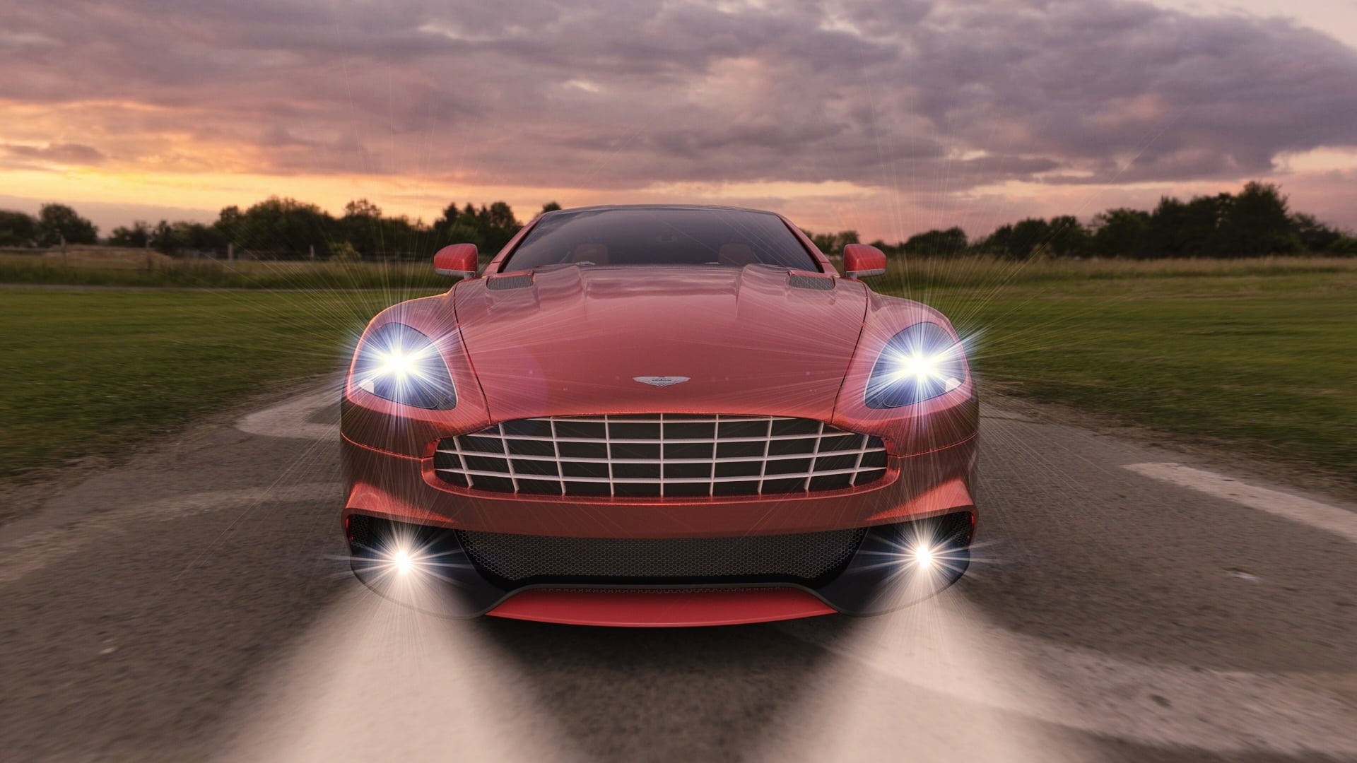 automobile, road, luxury, vintage, beside, vehicle, nato pereira, car, green, adult, motoring, retro styled, aston martin, motion, cars, sunset, motor, HD Wallpaper