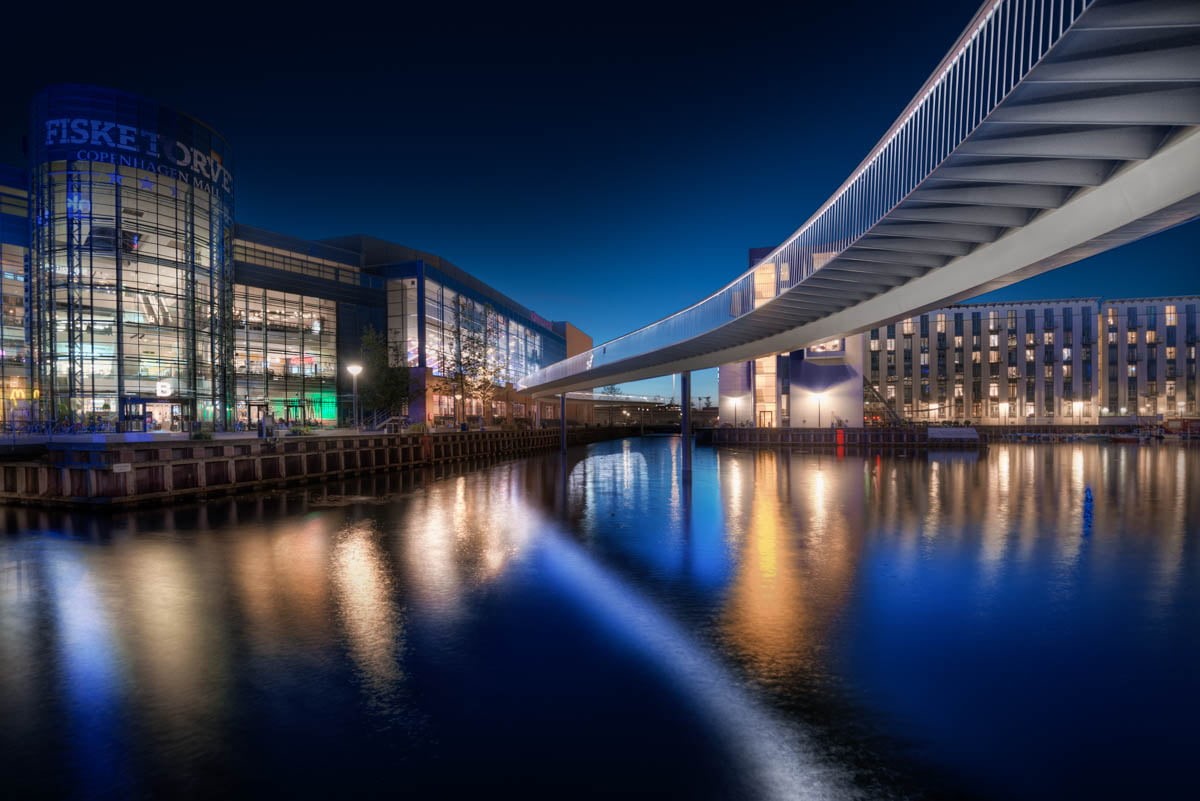 body of water, near, Fine Art Photography, Denmark, Light, urban Skyline, Capital Region of Denmark, reflection, Geometry, DK, famous Place, Night, light  Water, HD Wallpaper