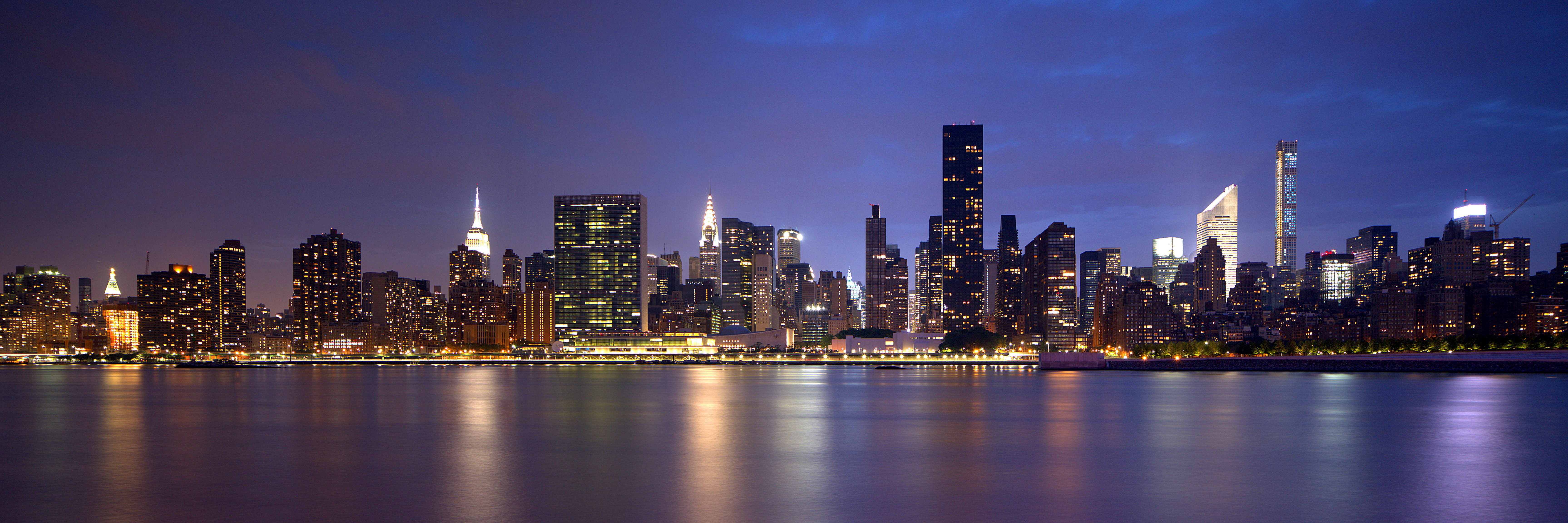 long exposure, NYC, high, time, Manhattan, urban Scene, Midtown East, at night, reflections, UN, TS, architecture, Canon 6D, office Building, urban Skyline, HD Wallpaper