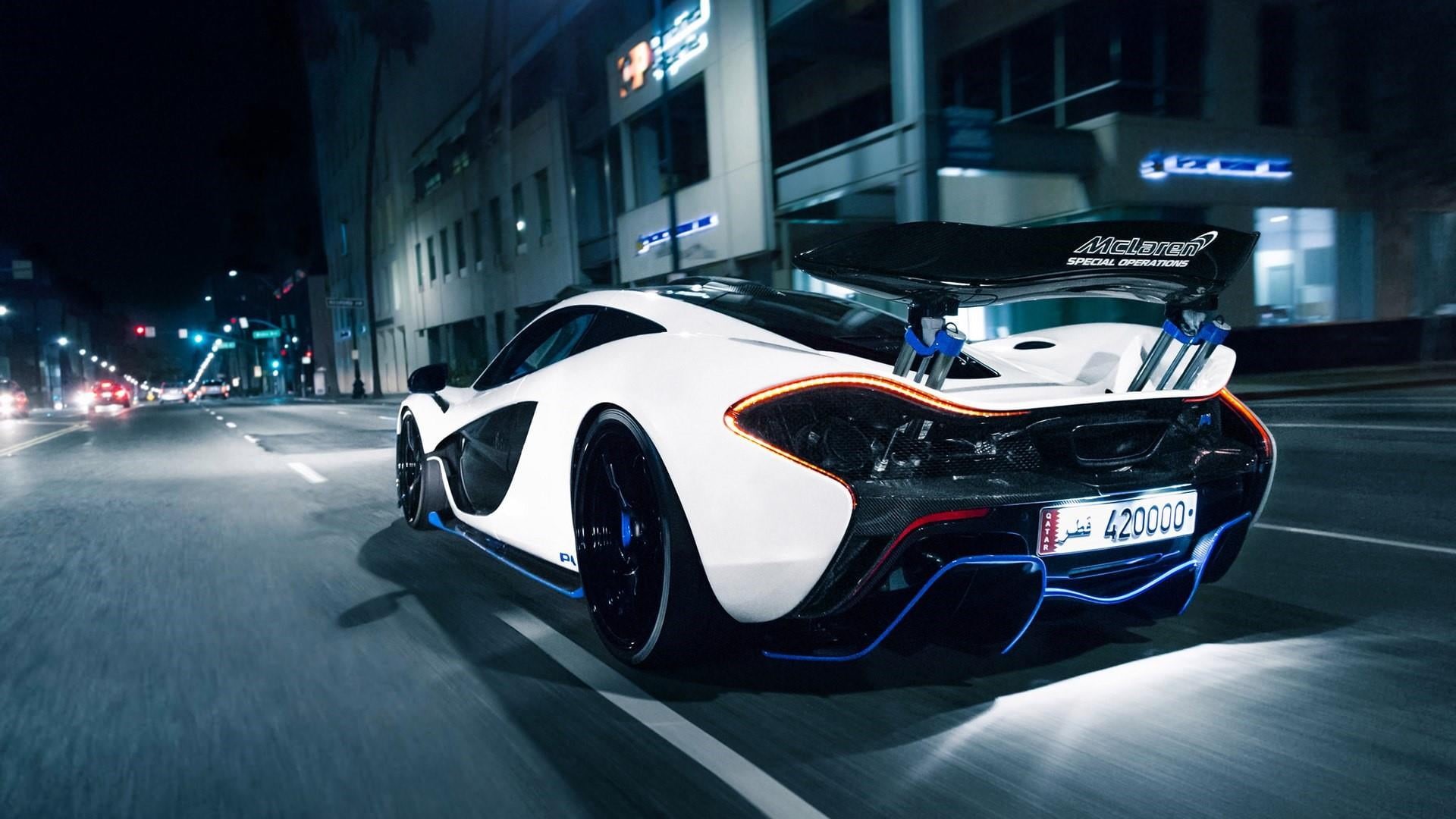 architecture, outdoors, supercar, night, mode of transportation, transportation, land vehicle, illuminated, nightlife, sport, city street, no people, performance car, HD Wallpaper