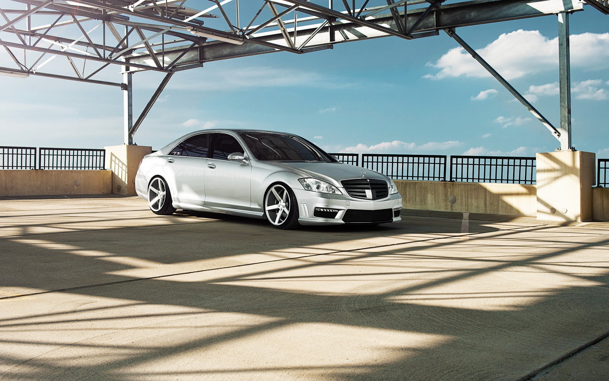 benz, tuning, Mercedes-Benz S550, car, 1080P, auto, sedan, silver, car, Mercedes, HD Wallpaper